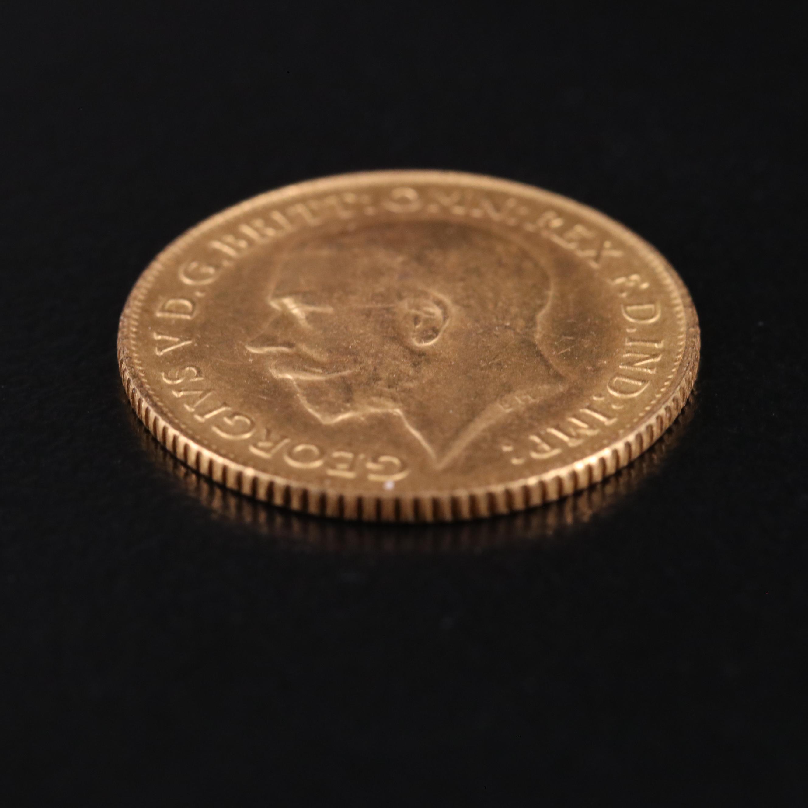 1925 South African Half Sovereign Gold Coin, George V