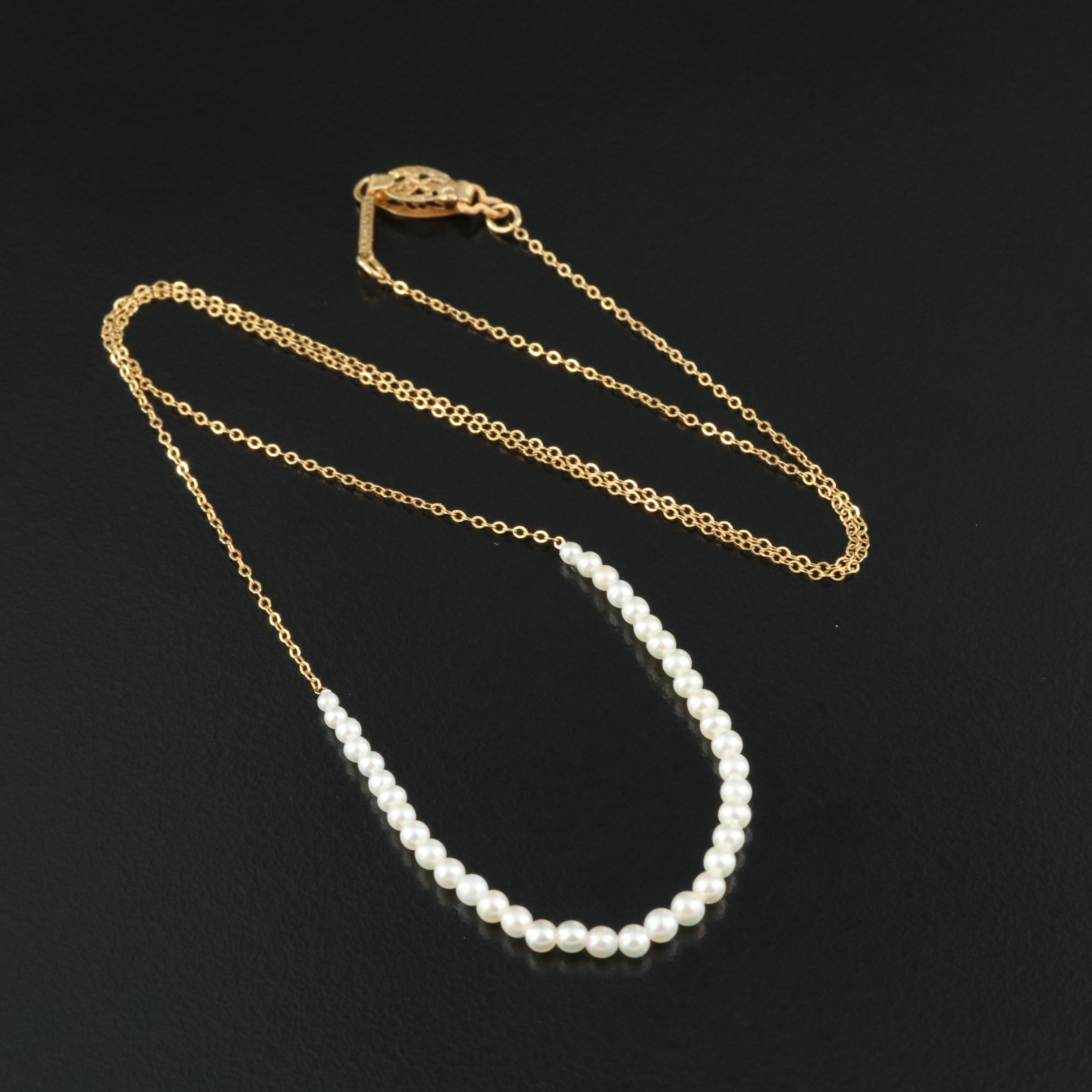 Vintage 14K Graduated Add-A-Pearl Necklace