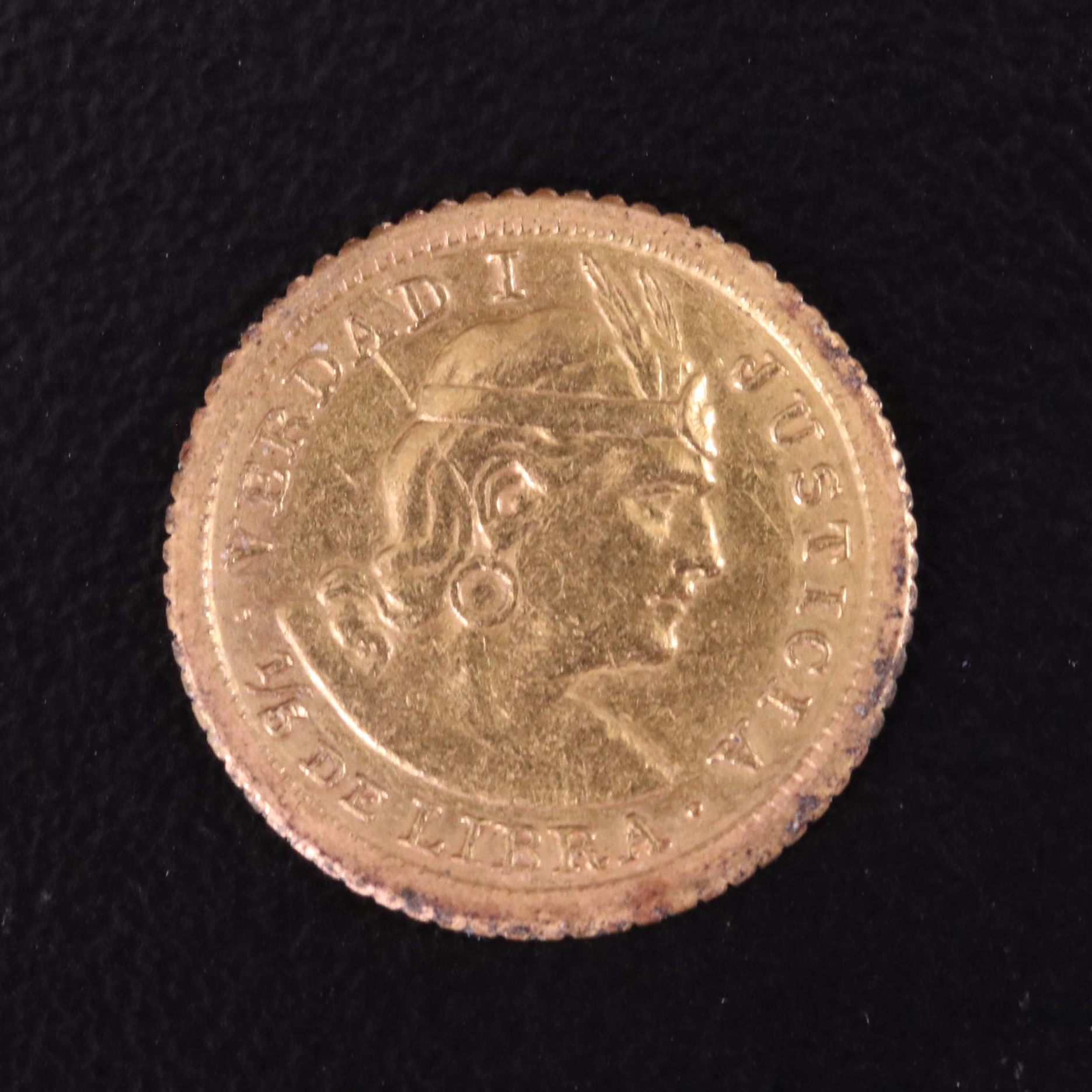 1955 Peru 1/5 Libre Gold Coin