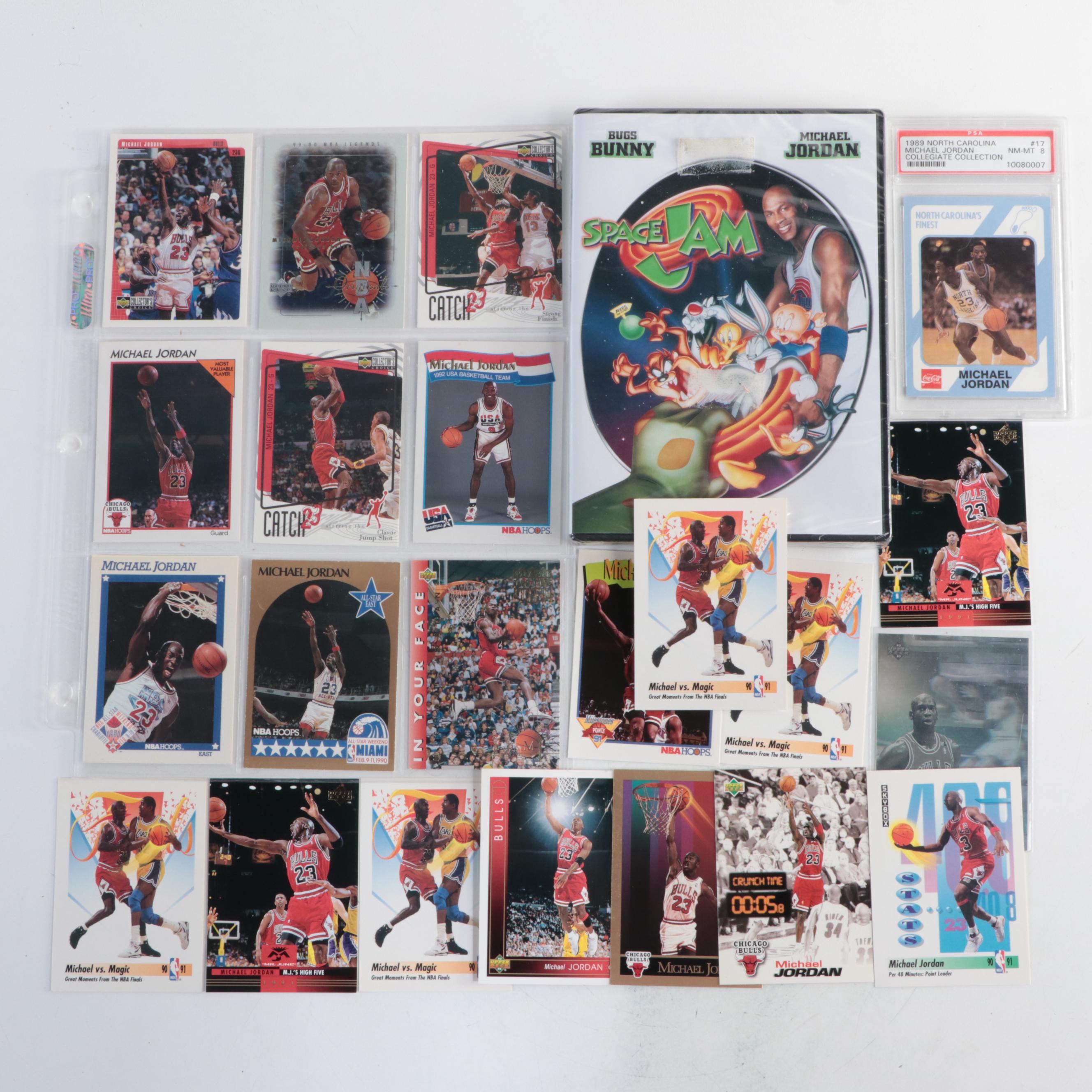Michael Jordan Basketball Cards with PSA Graded and Space Jam DVD
