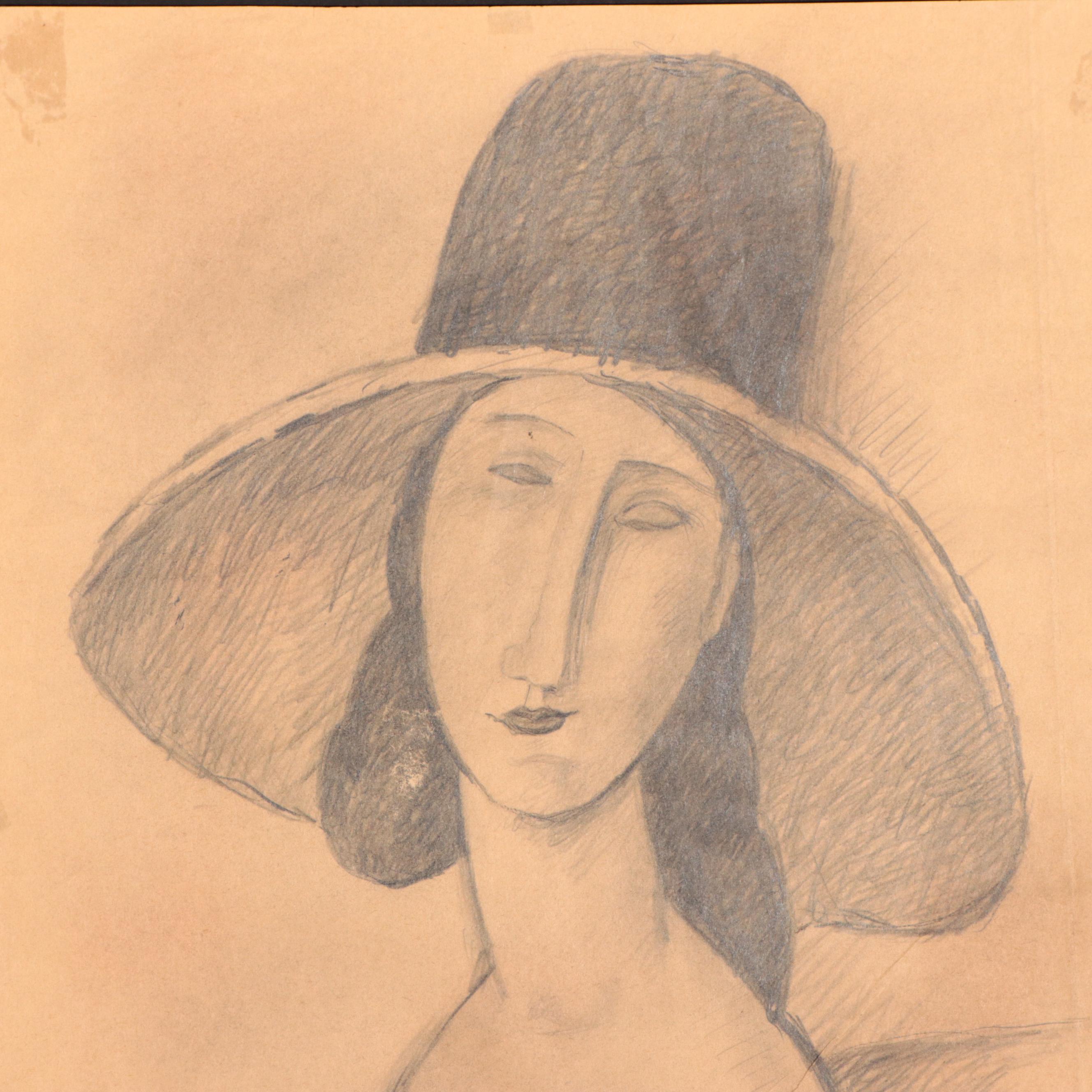 Pencil and Charcoal Drawing after Amedeo Modigliani