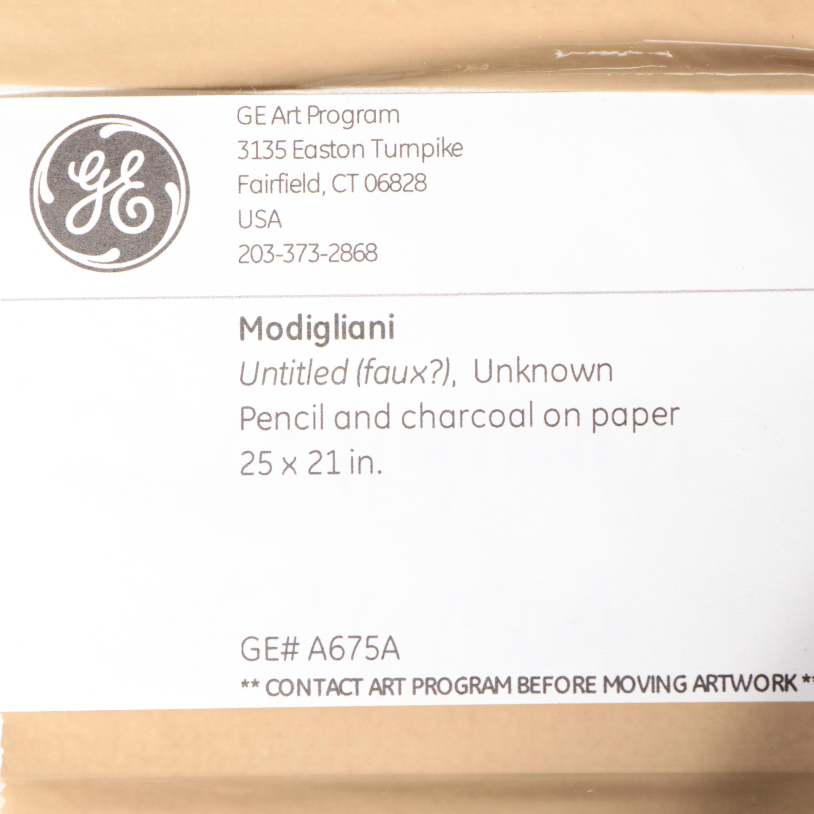 Pencil and Charcoal Drawing after Amedeo Modigliani