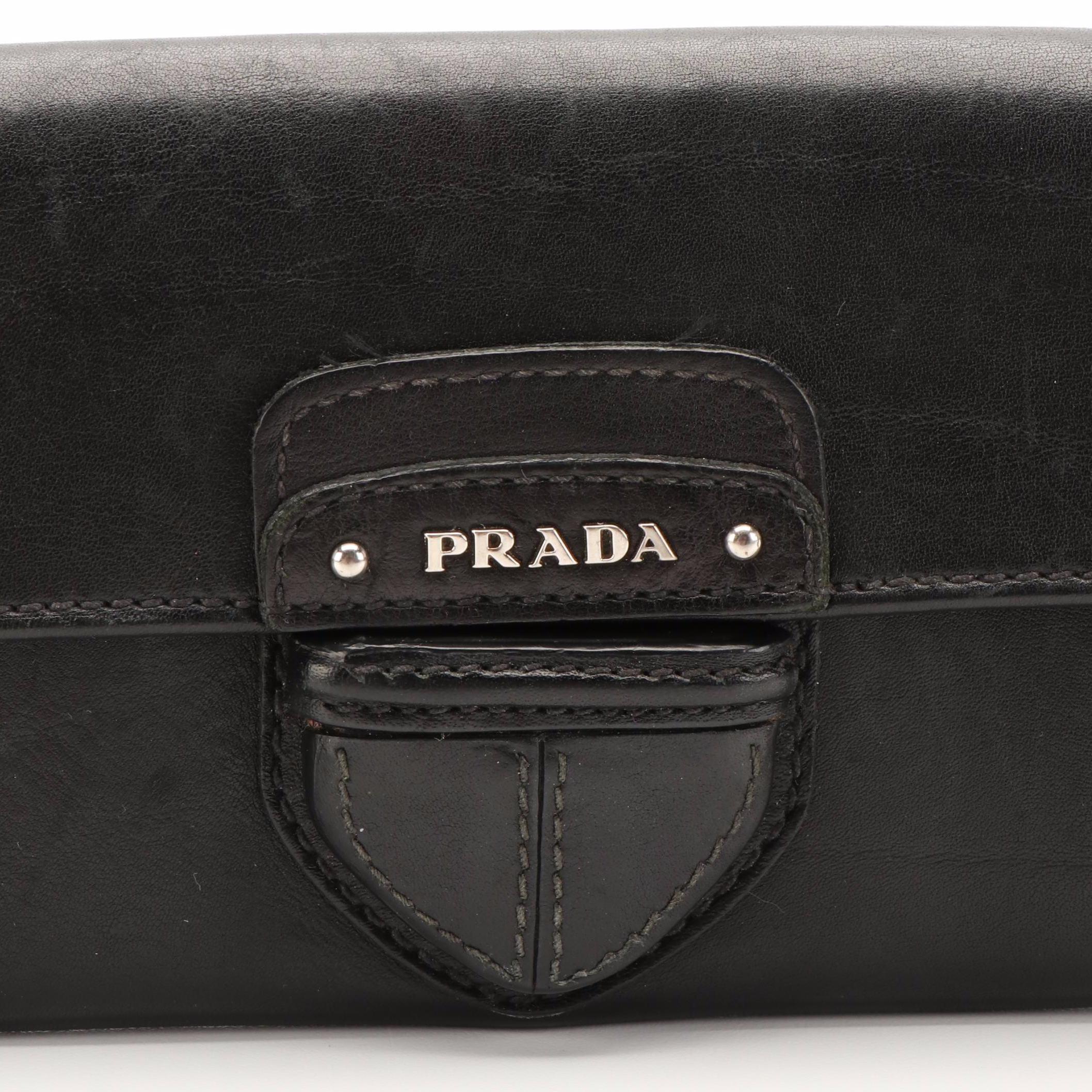 Prada City Calf Leather Long Wallet