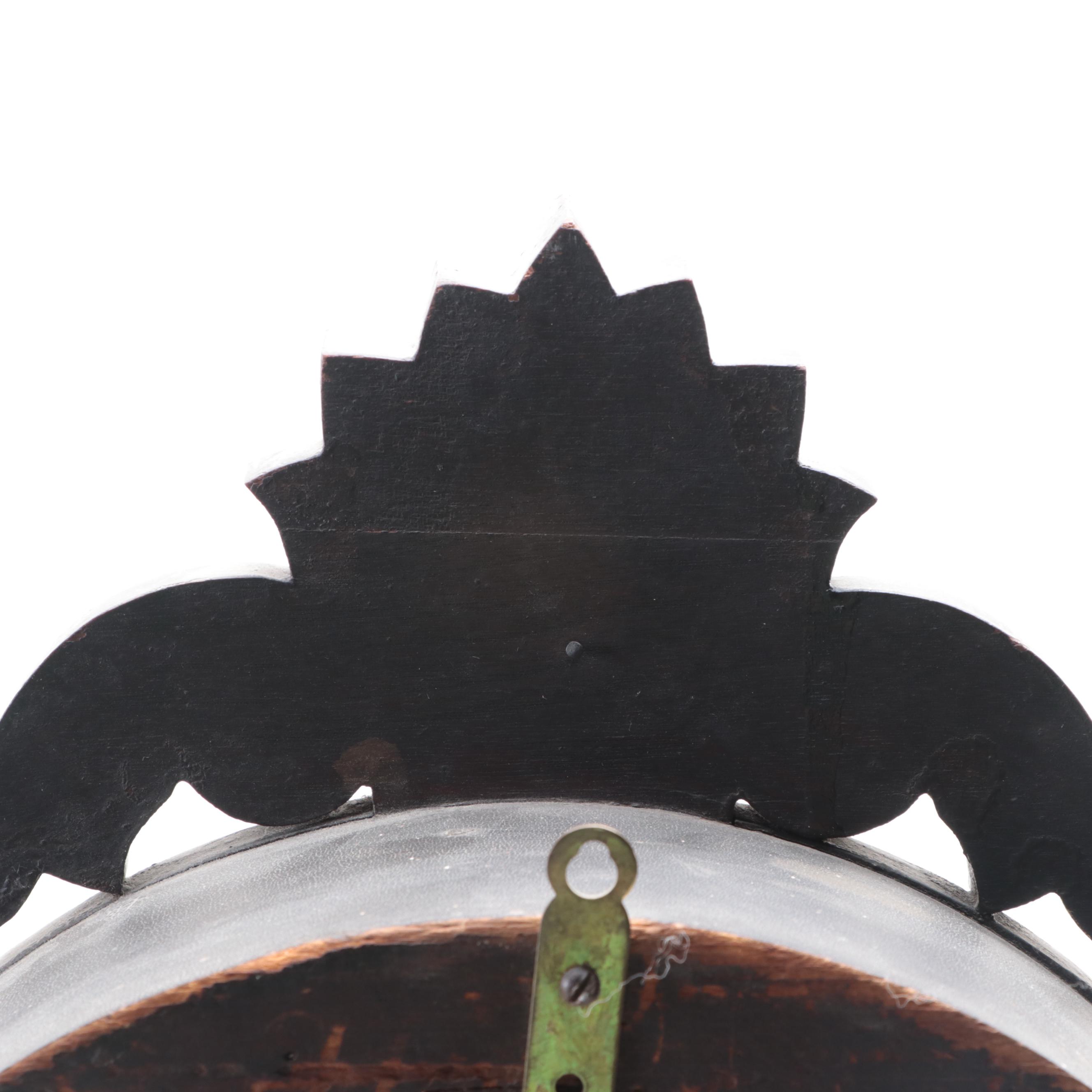 Ansonia Wood and Etched Glass 8 Day Wall Clock