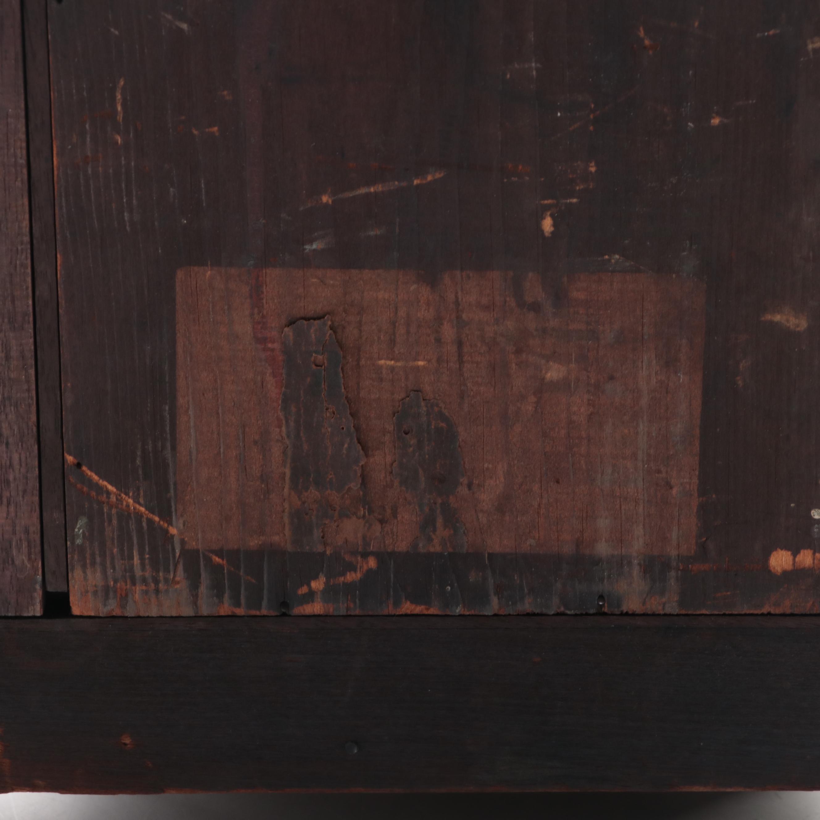 Ansonia Wood and Etched Glass 8 Day Wall Clock