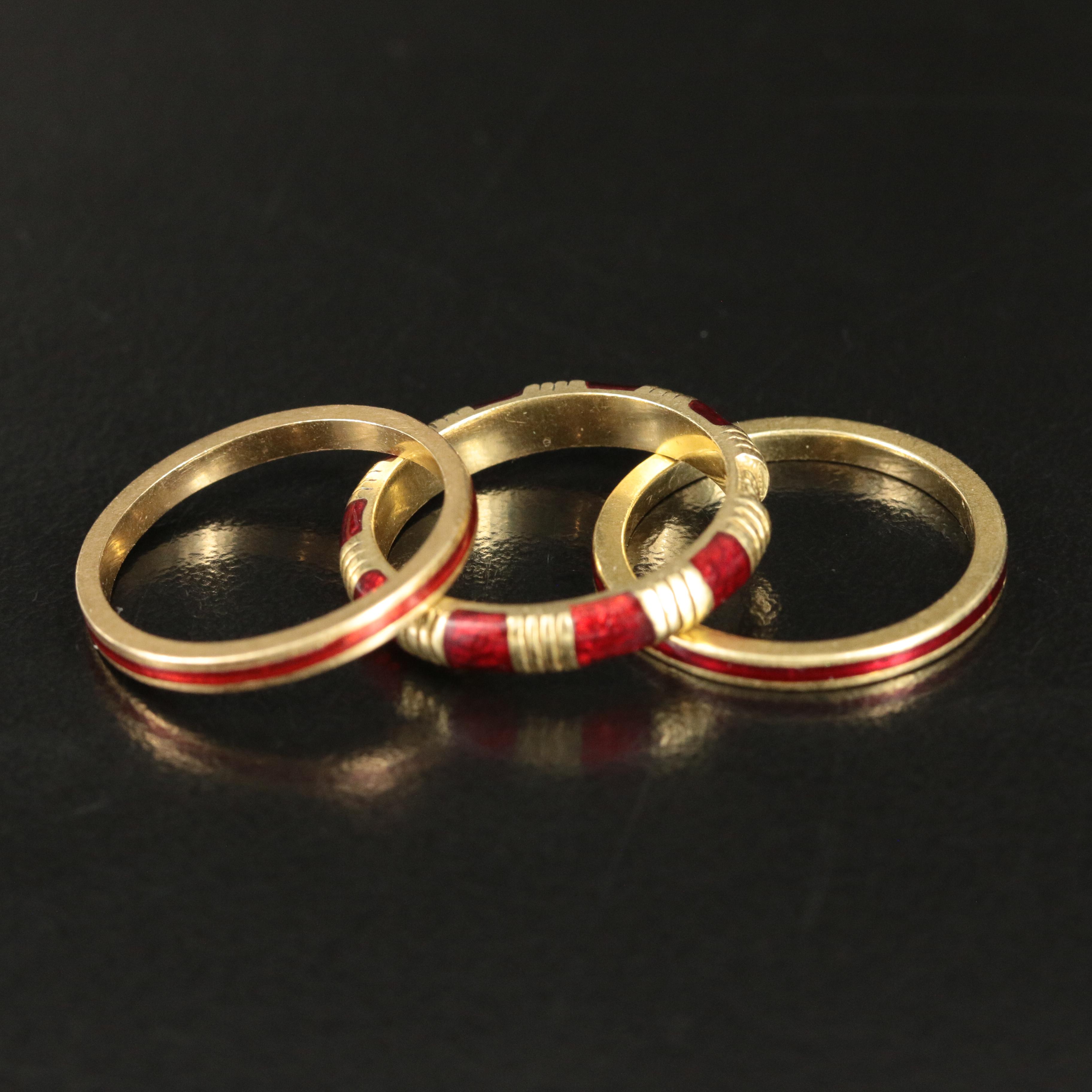 Hidalgo 18K and Enamel Stacking Bands