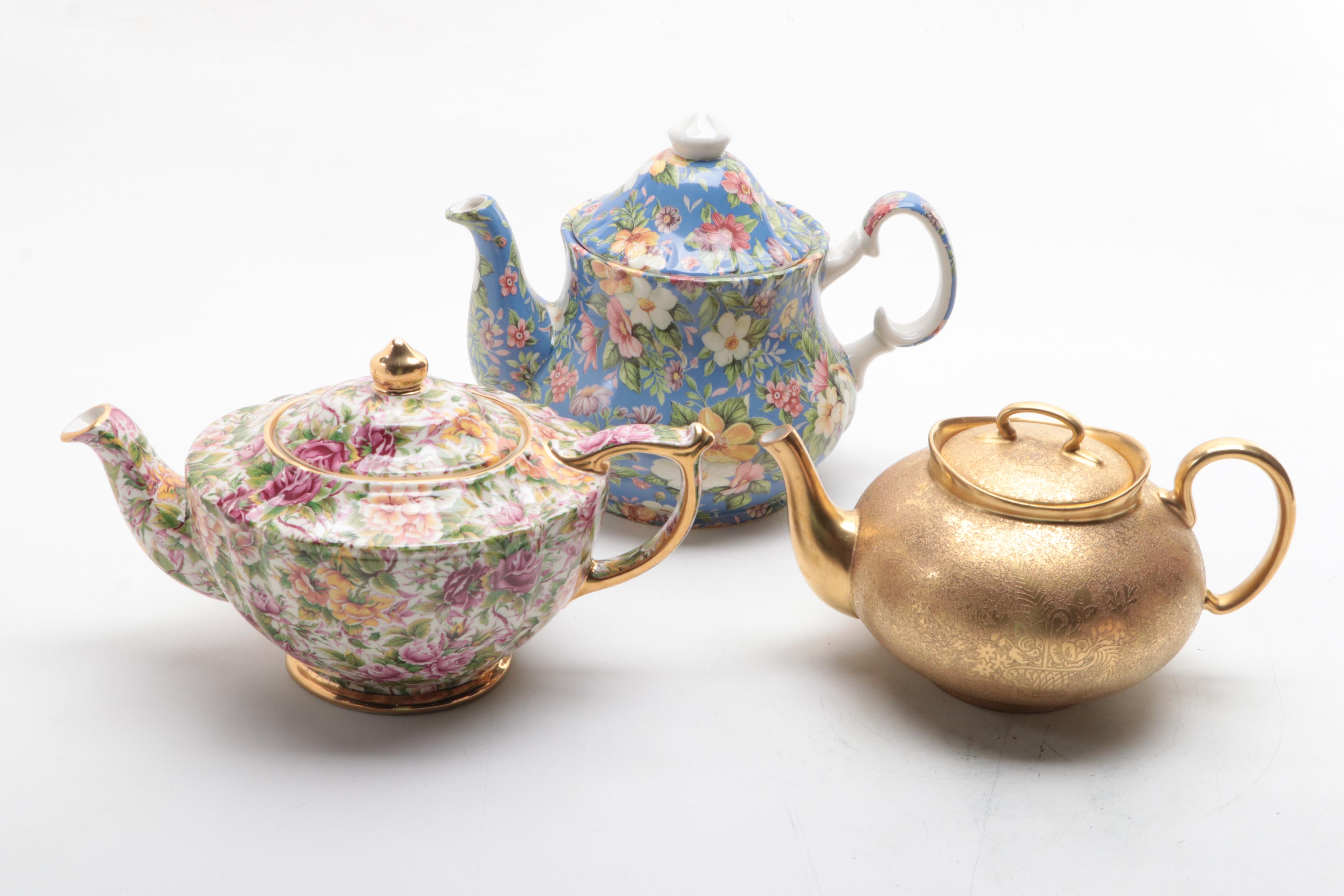 Hutschenreuther Porcelain with English and Other Floral Pattern Teapots