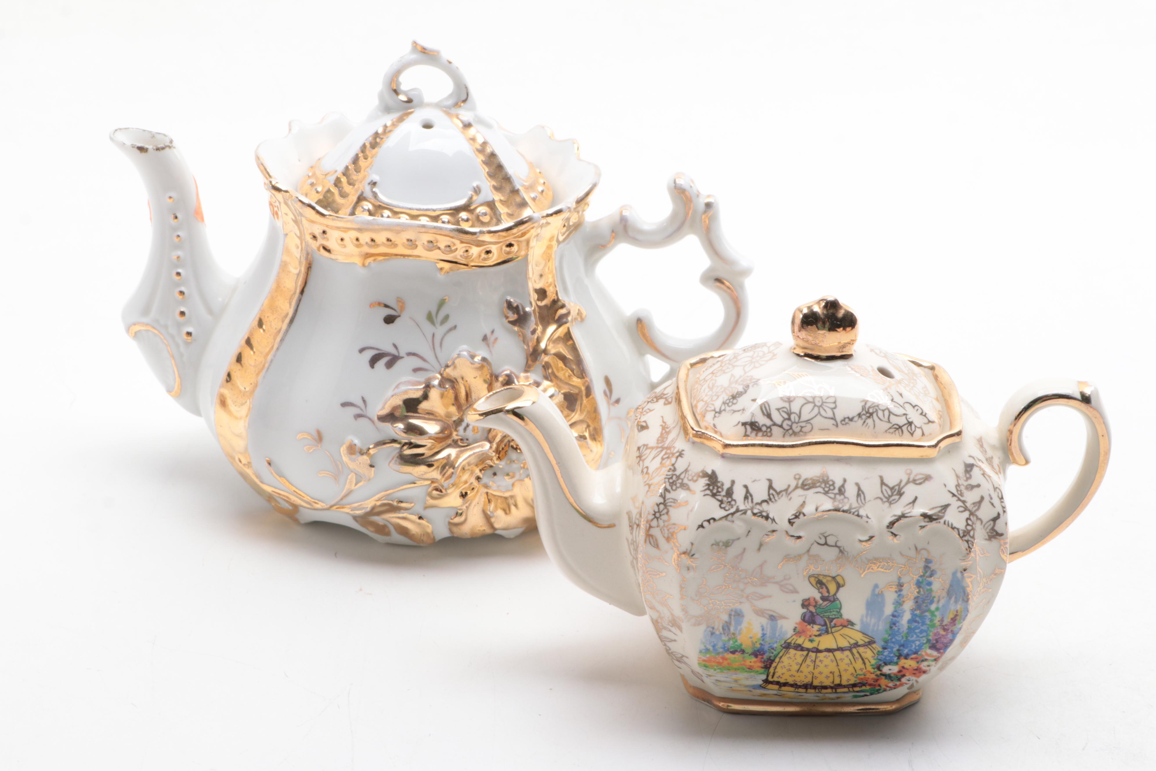 Hutschenreuther Porcelain with English and Other Floral Pattern Teapots