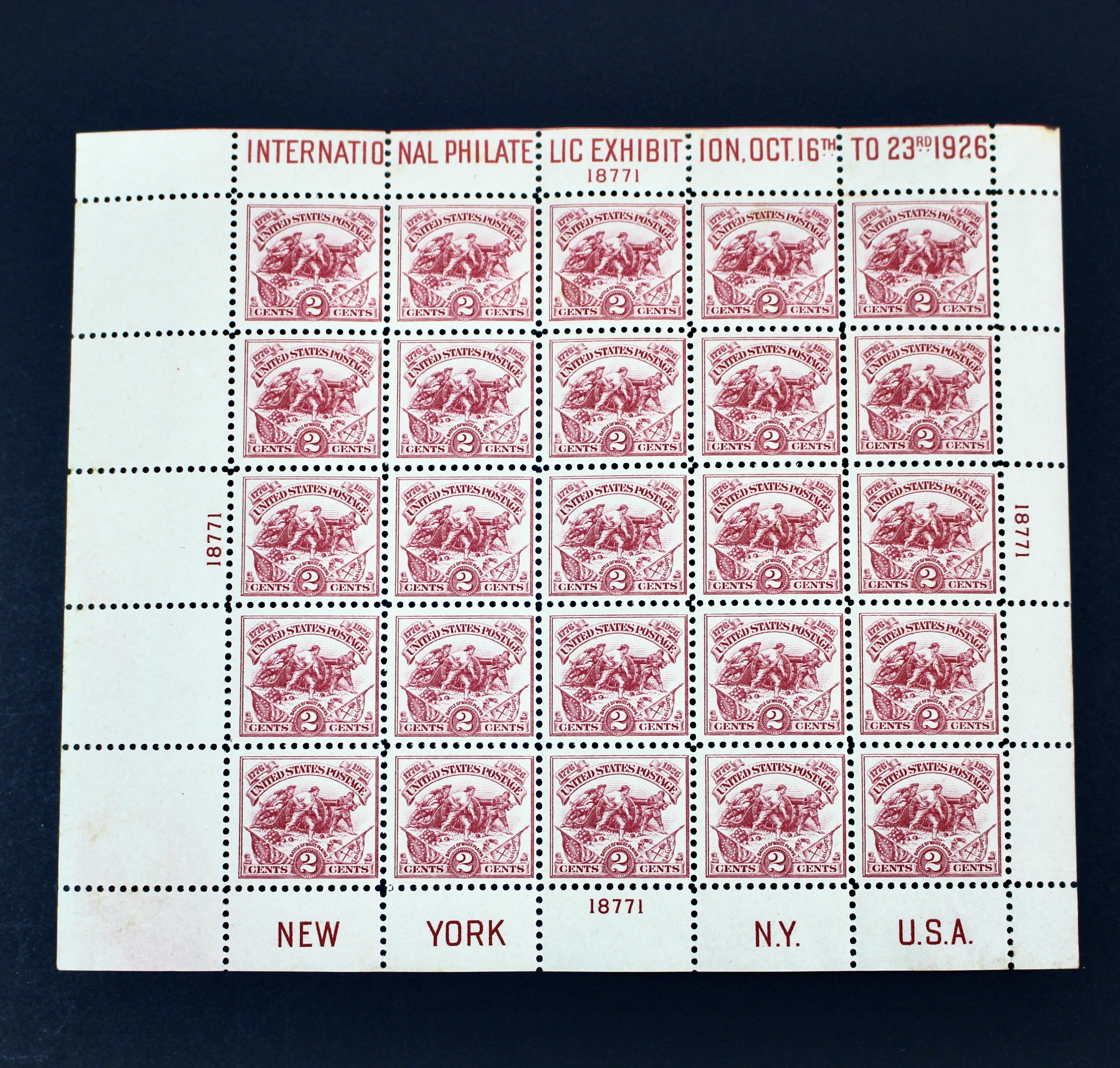 Scott #630 White Plains Postage Stamp Souvenir Sheet