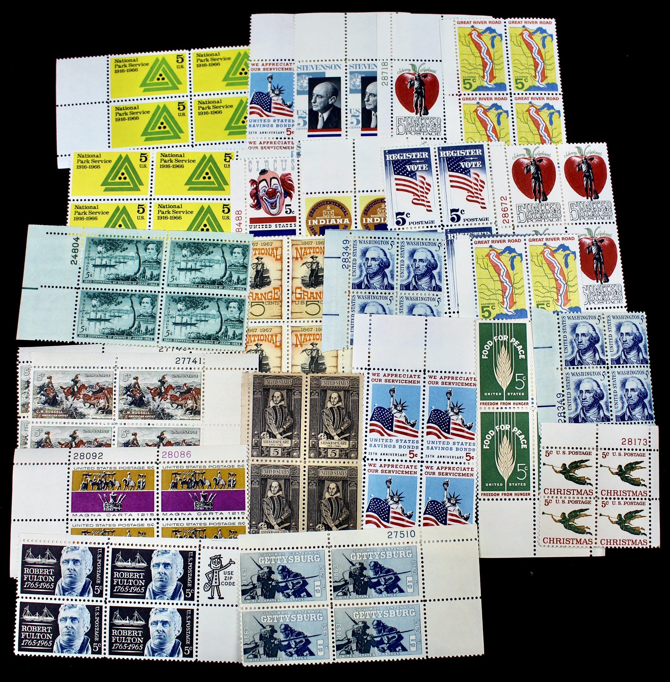 1,500 U.S. Postage Stamp Plate Blocks