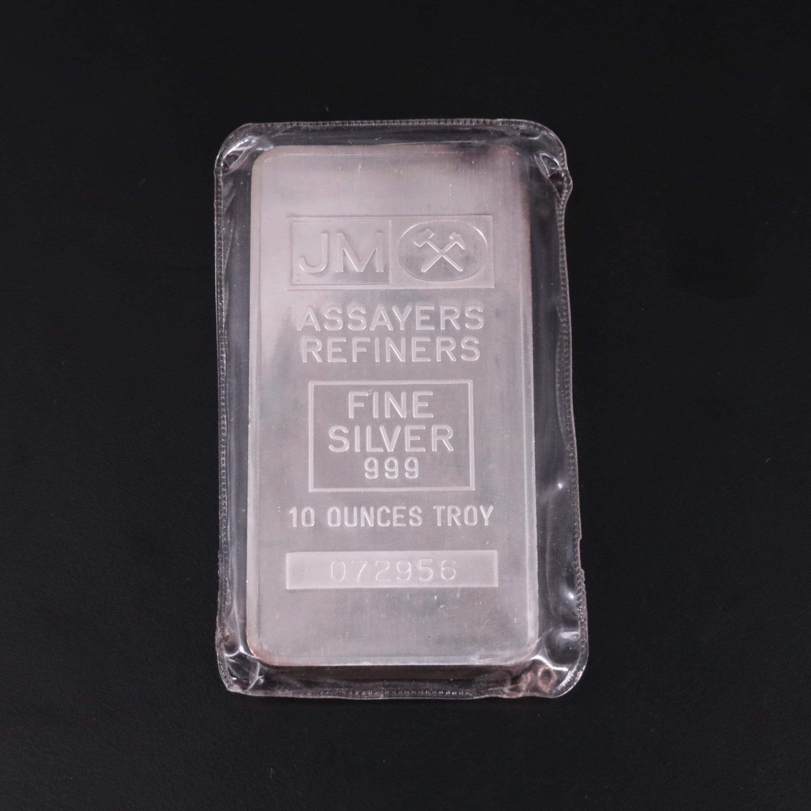 JM Assayers Ten Ounce Fine Silver Ingot