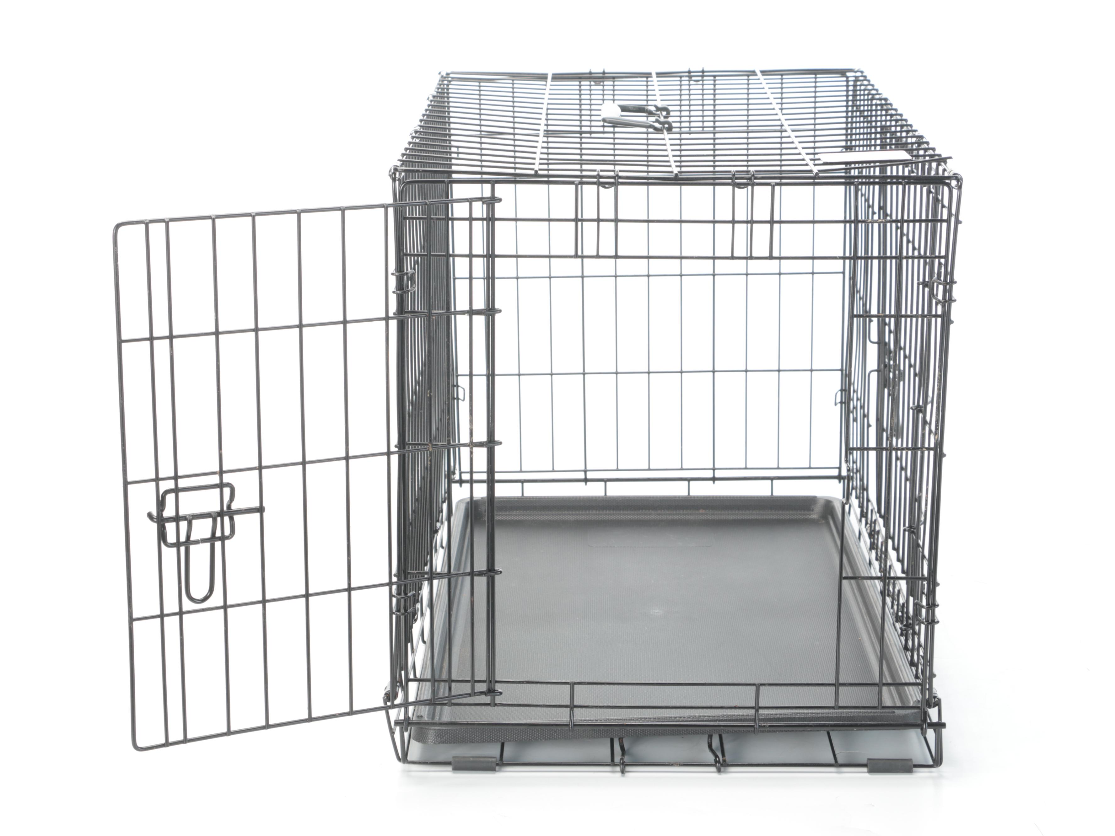 Collapsible Large Wire Dog Crate With Two Doors EBTH