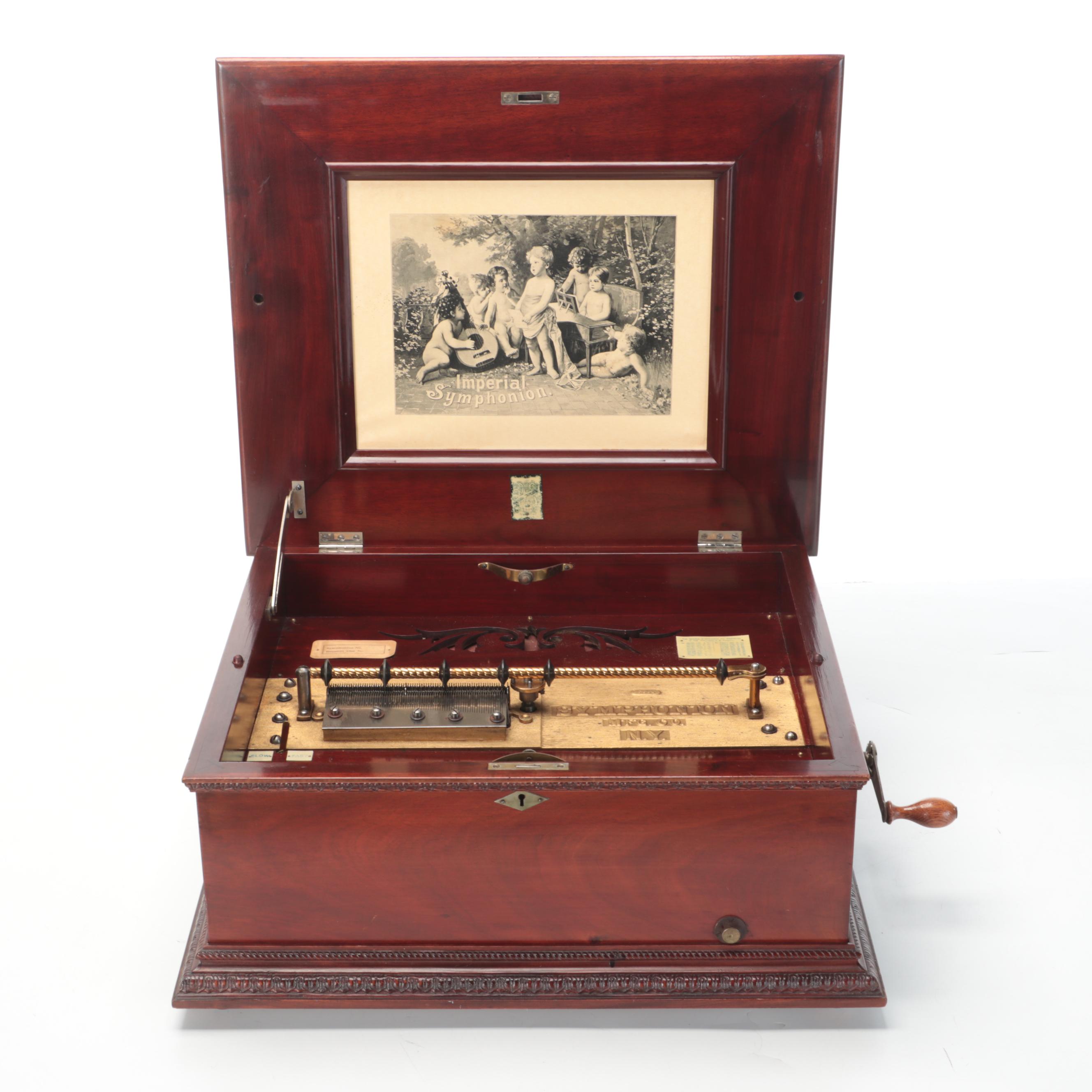 Victorian Imperial Symphonion Mfg Co. Disc Music Box With Discs, Early 20th C