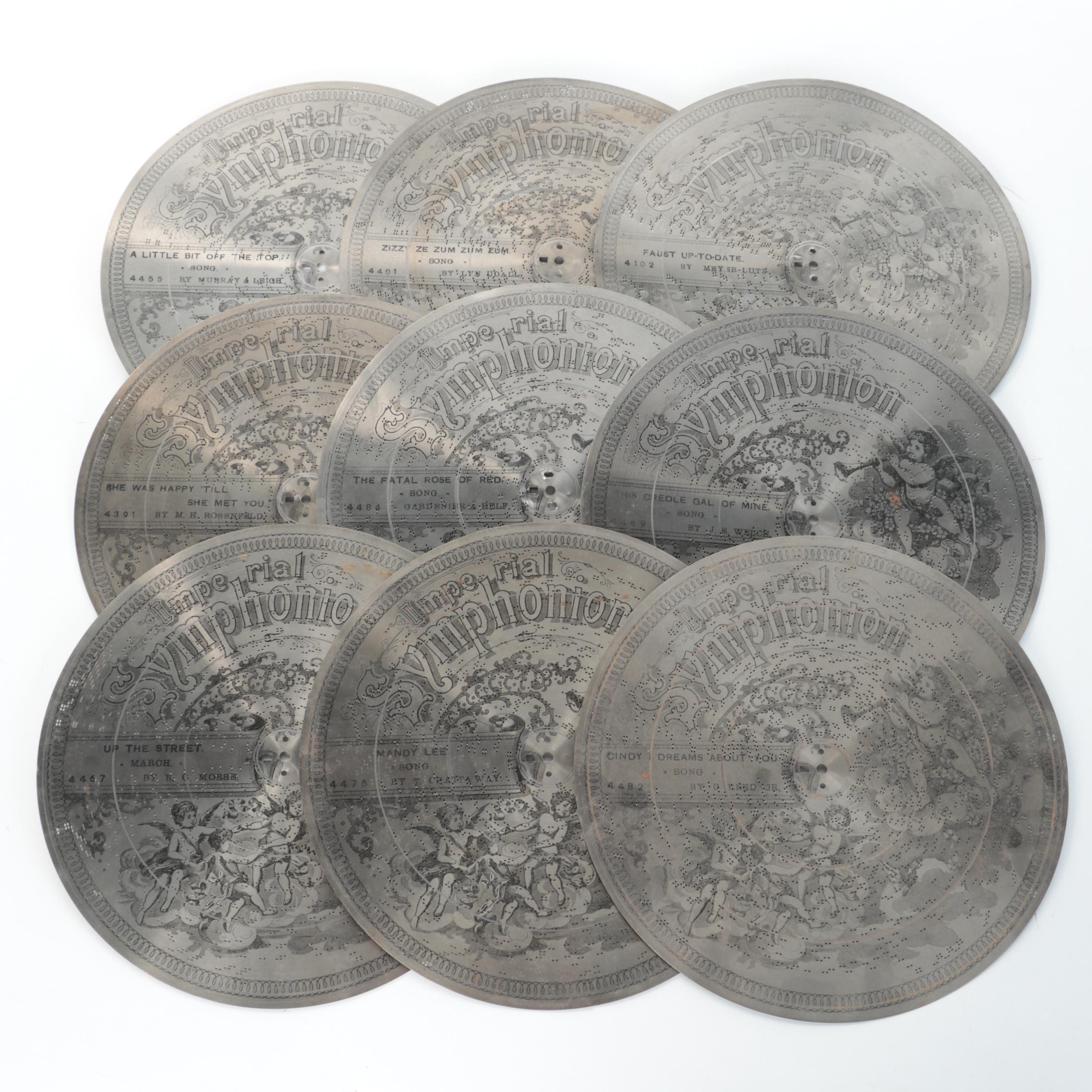 Victorian Imperial Symphonion Mfg Co. Disc Music Box With Discs, Early 20th C