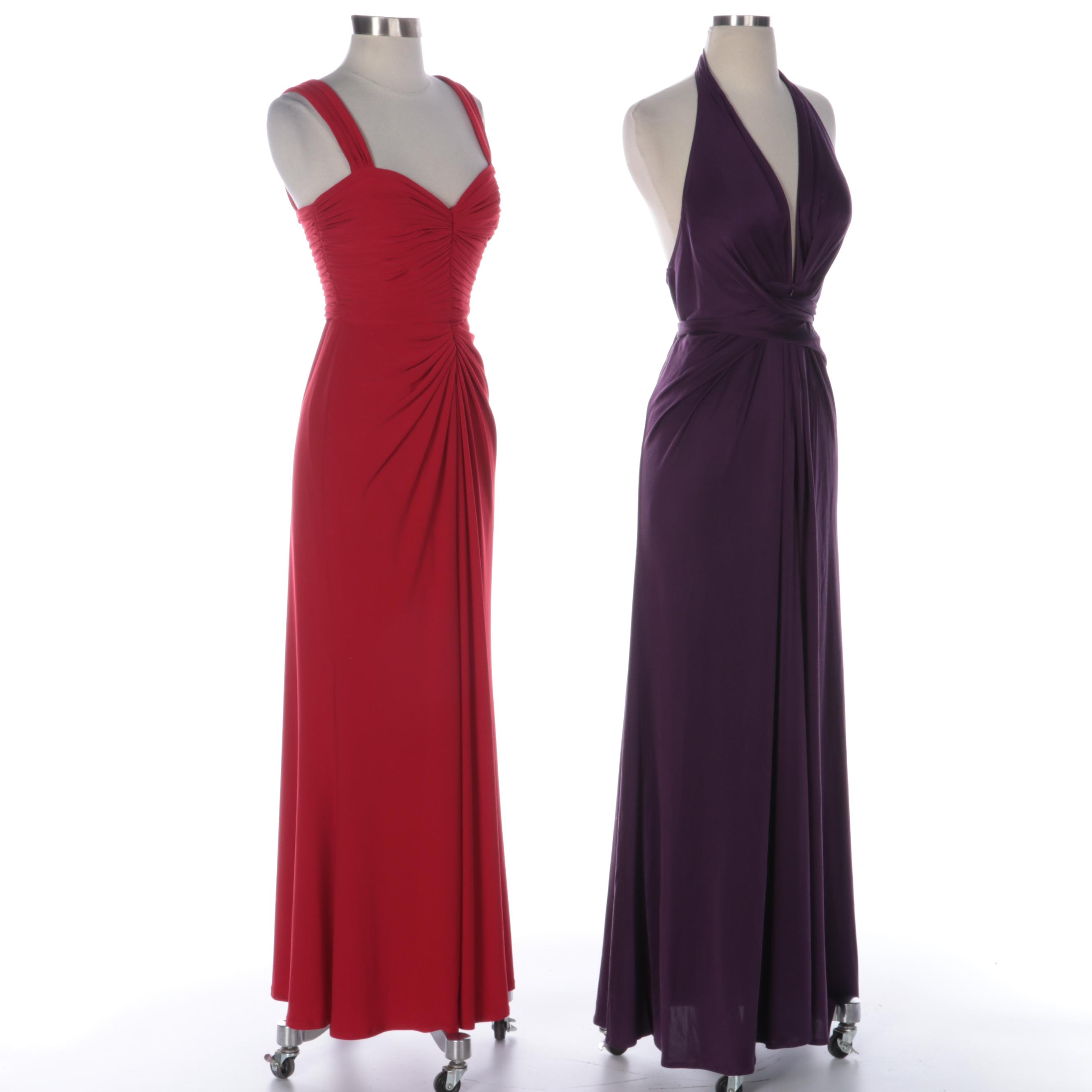 Issa London Silk Stetch Halter Dress and Tadashi Collection Red Ruched Gown