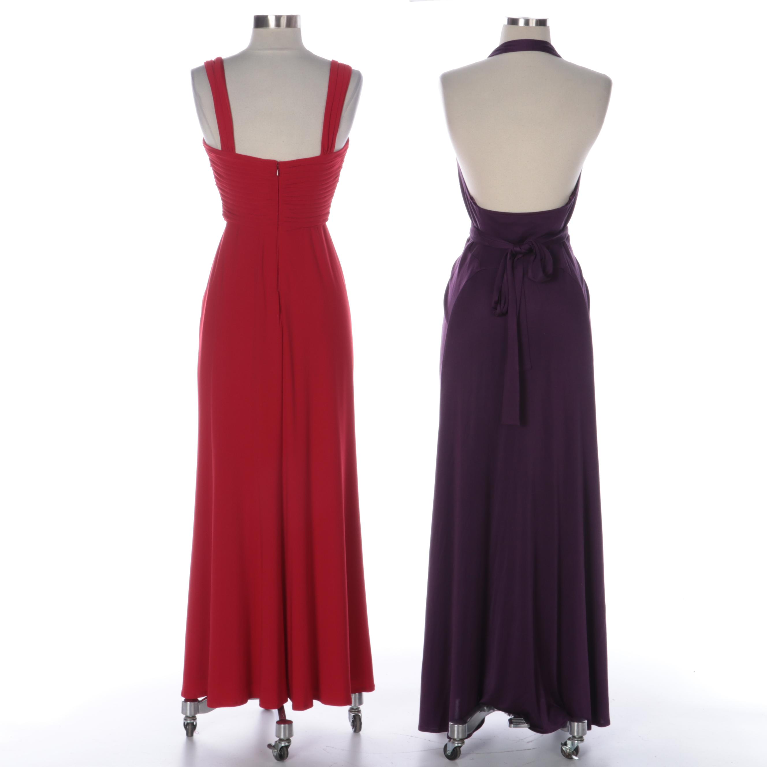 Issa London Silk Stetch Halter Dress and Tadashi Collection Red Ruched Gown