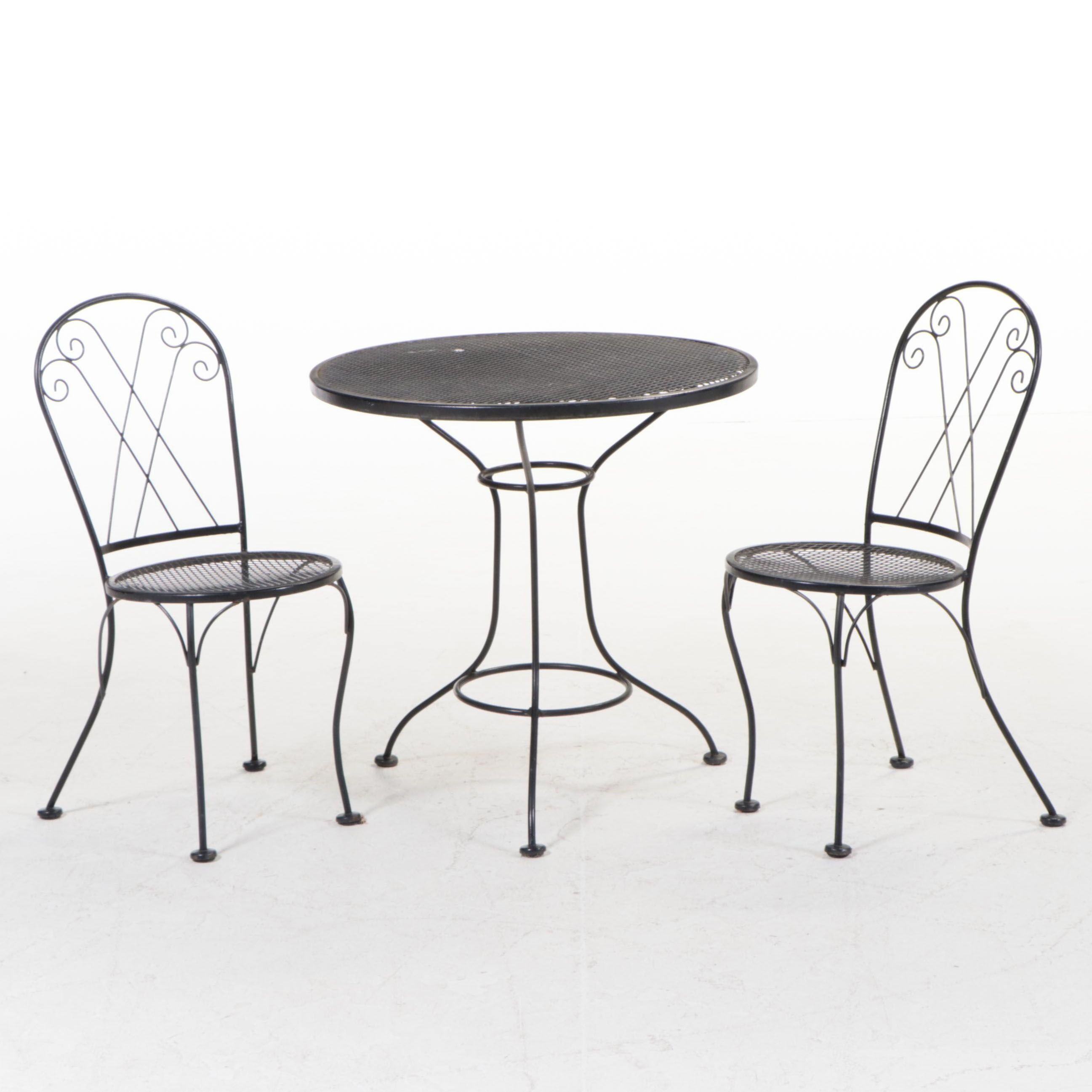 Black Metal and Diamond Mesh Bistro Set