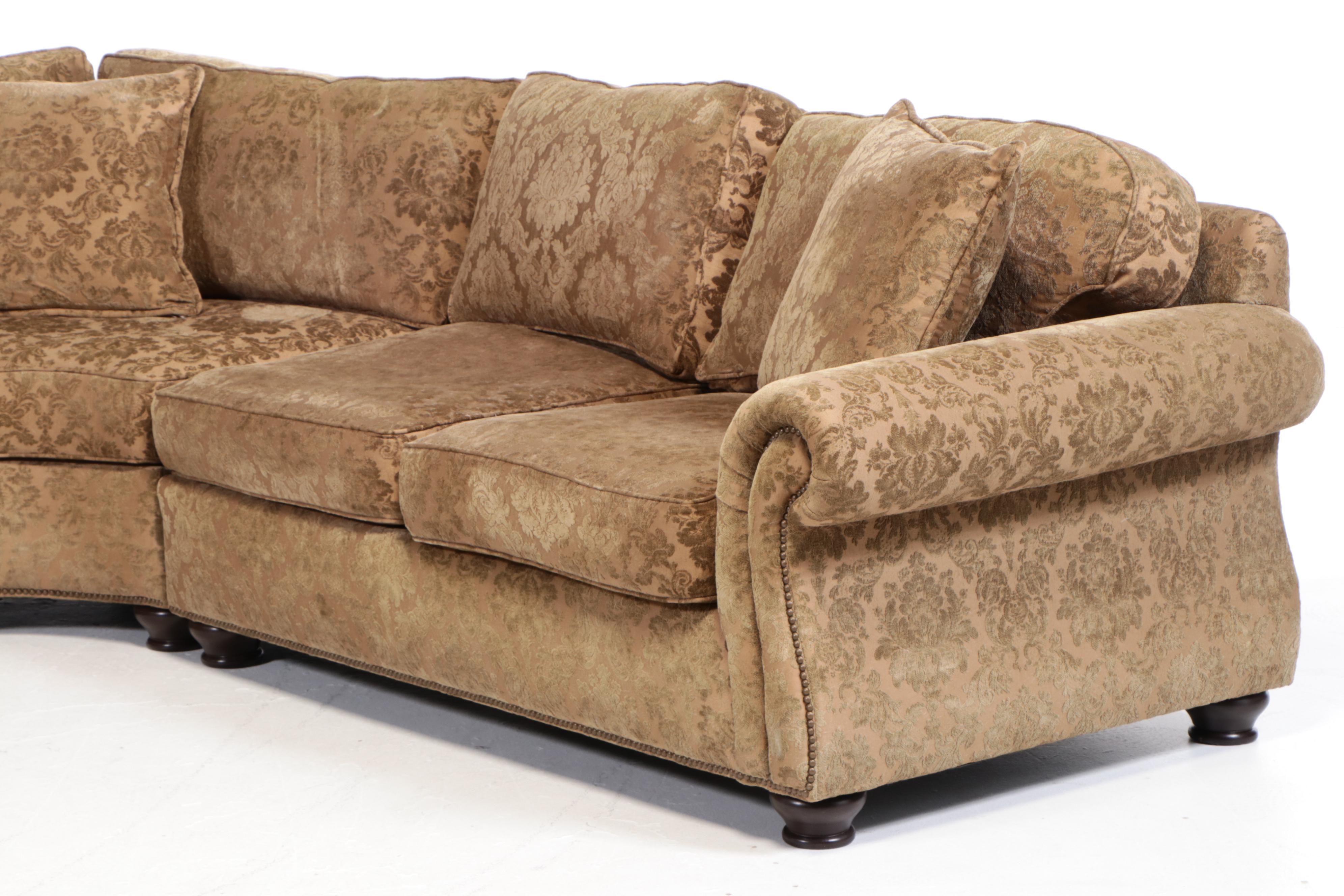 Bernhardt Furniture Upholstered and Brass-Tacked Sectional Sofa