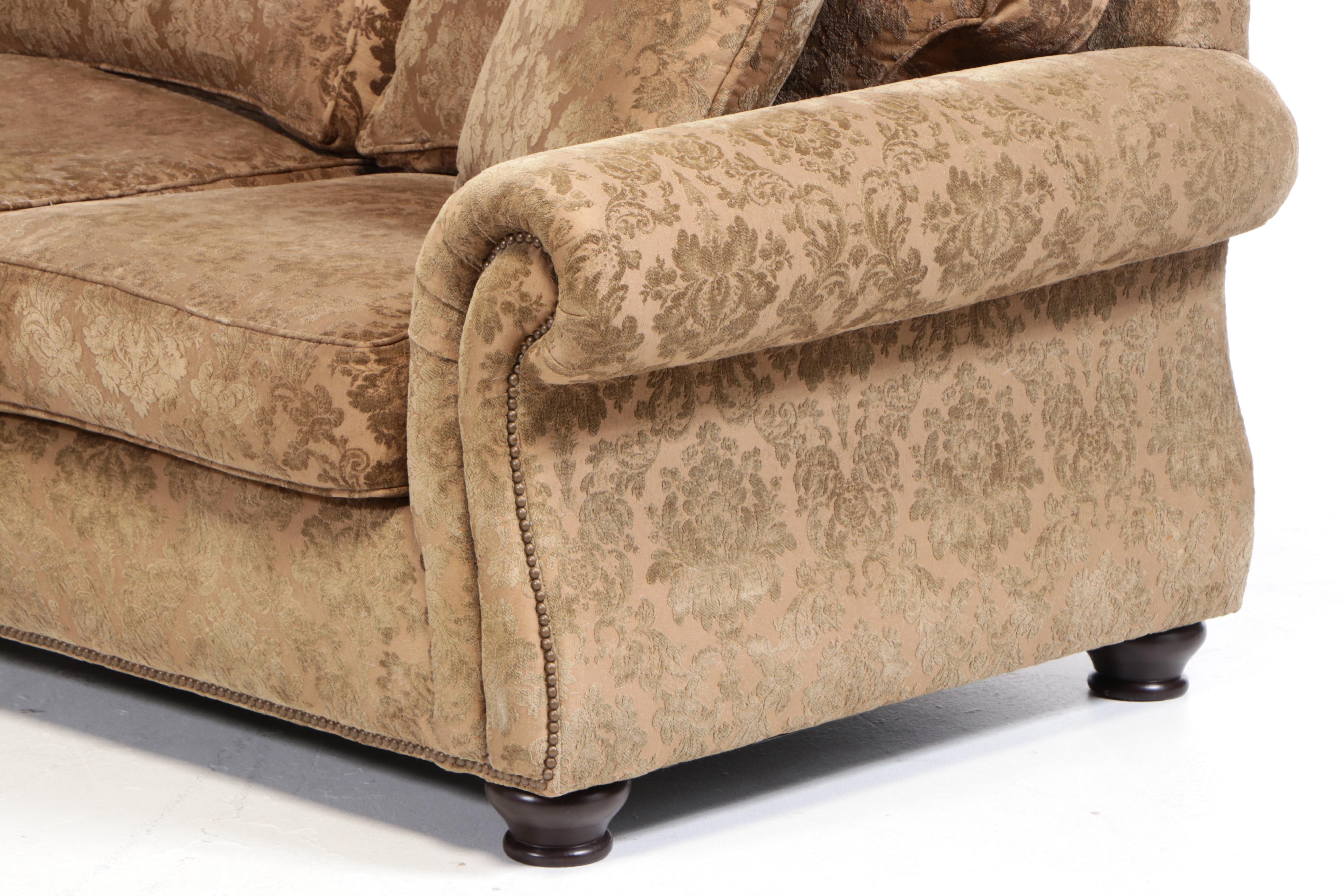 Bernhardt Furniture Upholstered and Brass-Tacked Sectional Sofa