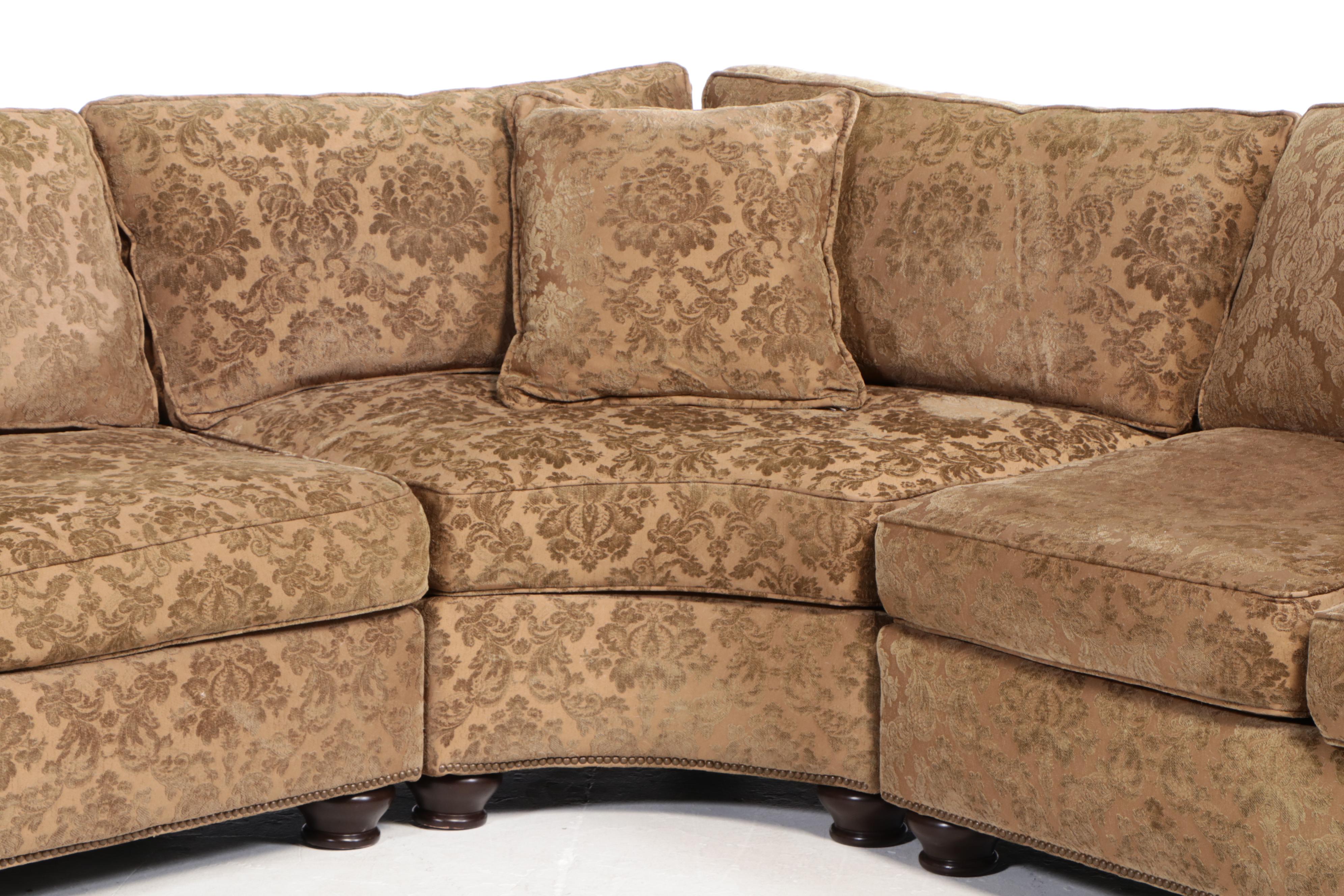 Bernhardt Furniture Upholstered and Brass-Tacked Sectional Sofa