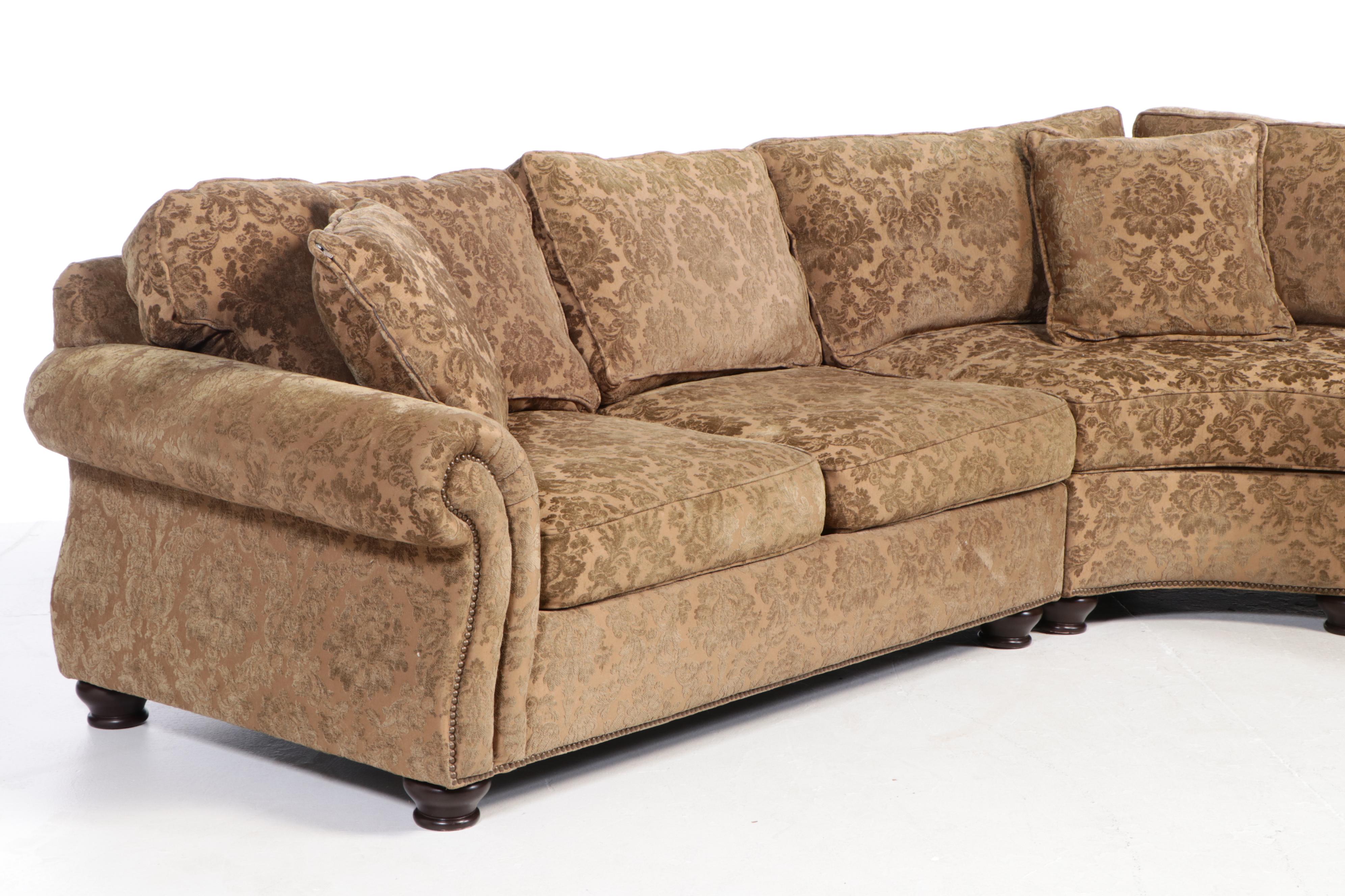 Bernhardt Furniture Upholstered and Brass-Tacked Sectional Sofa