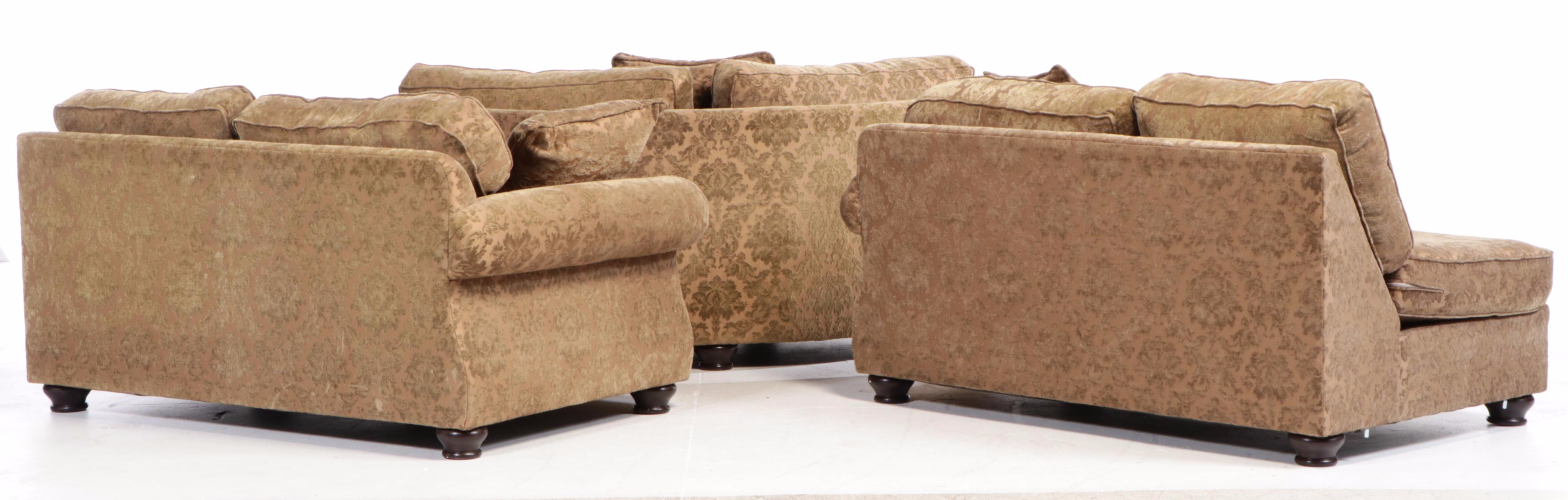 Bernhardt Furniture Upholstered and Brass-Tacked Sectional Sofa