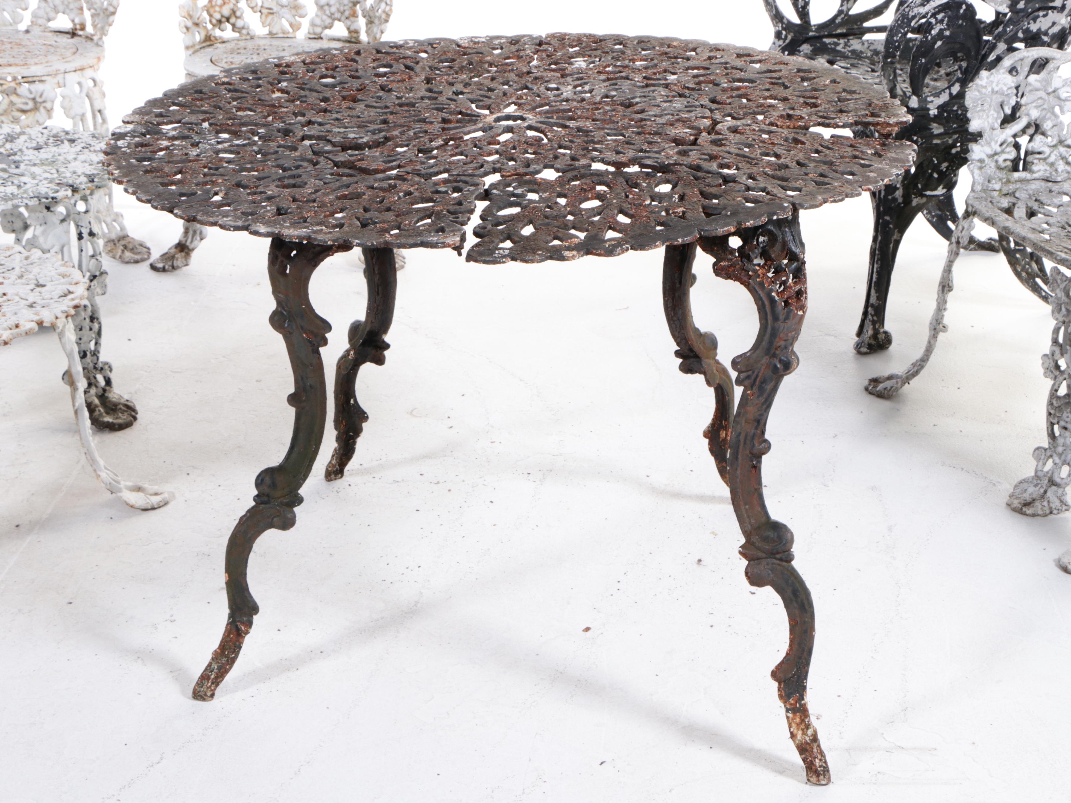 Assembled Group of Cast Iron and Aluminum Garden Furniture