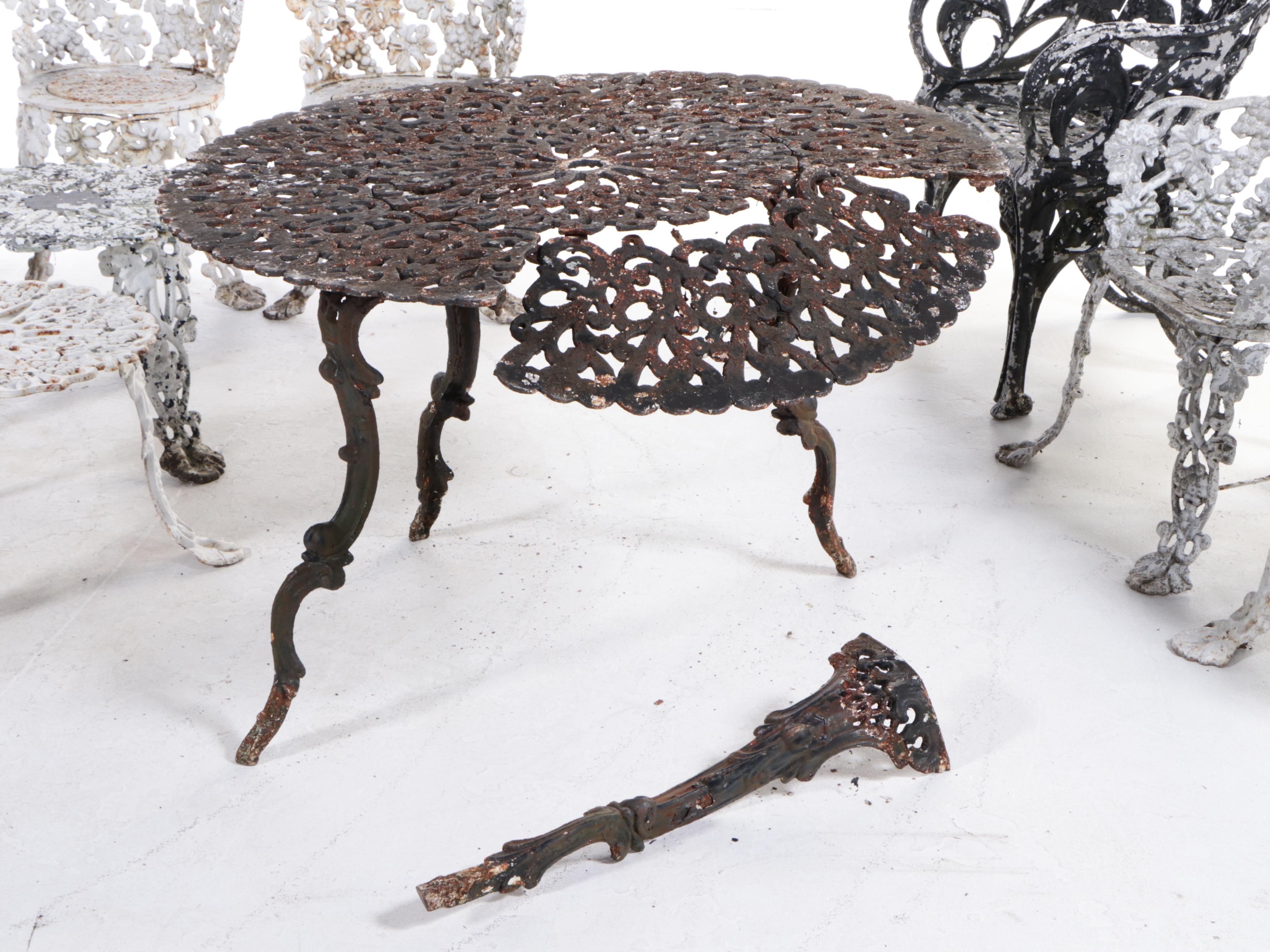 Assembled Group of Cast Iron and Aluminum Garden Furniture