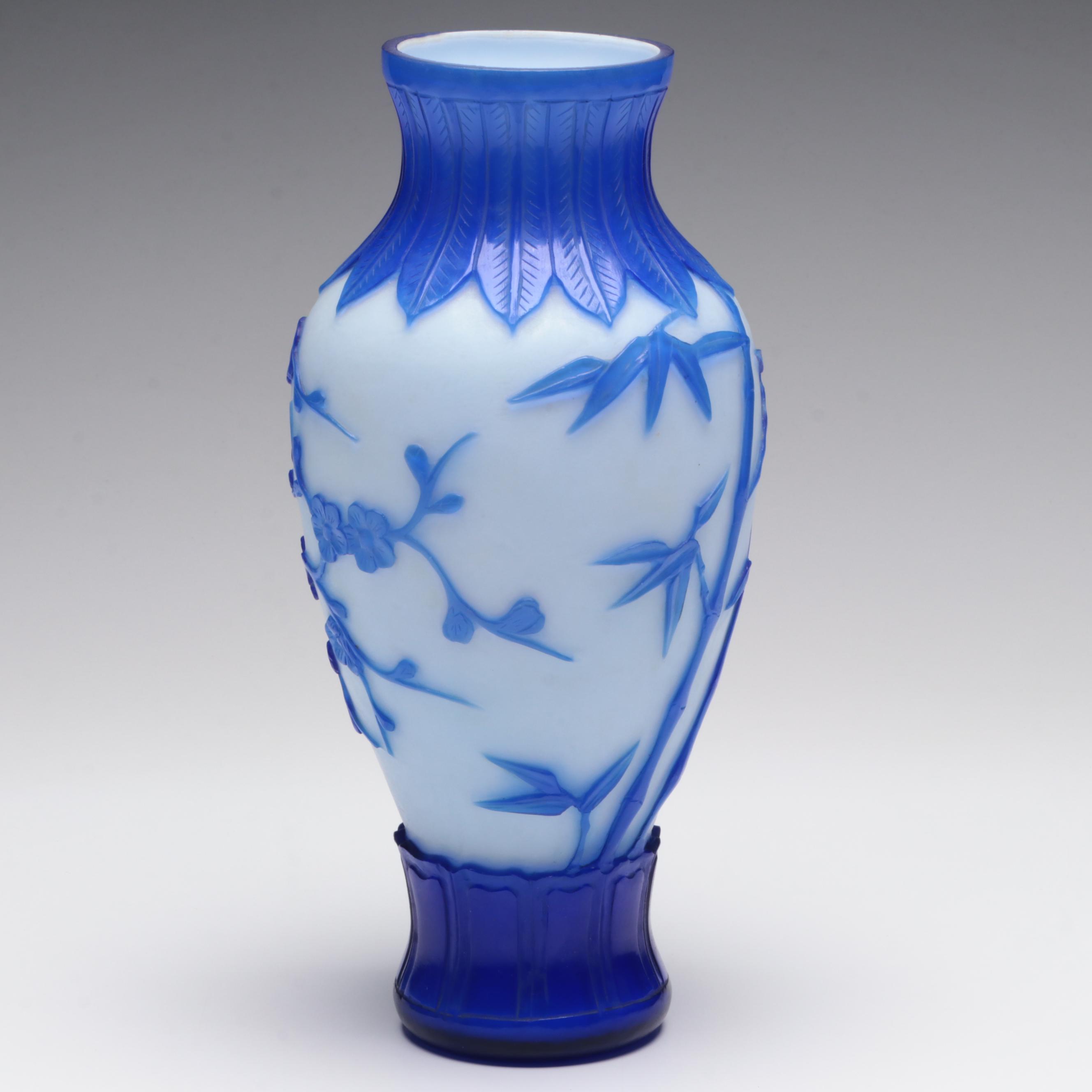 Chinese White and Blue Peking Glass Vase