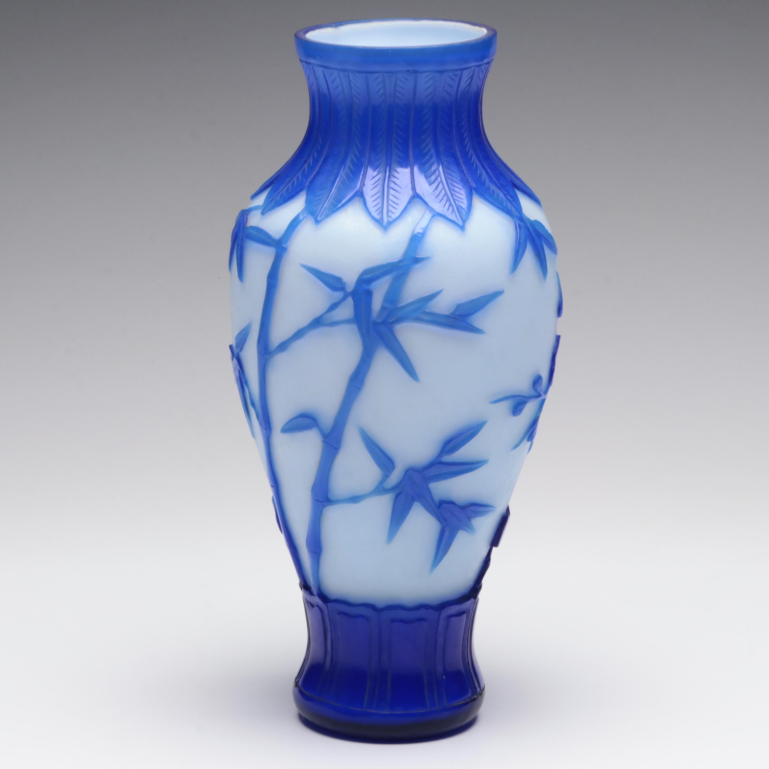Chinese White and Blue Peking Glass Vase