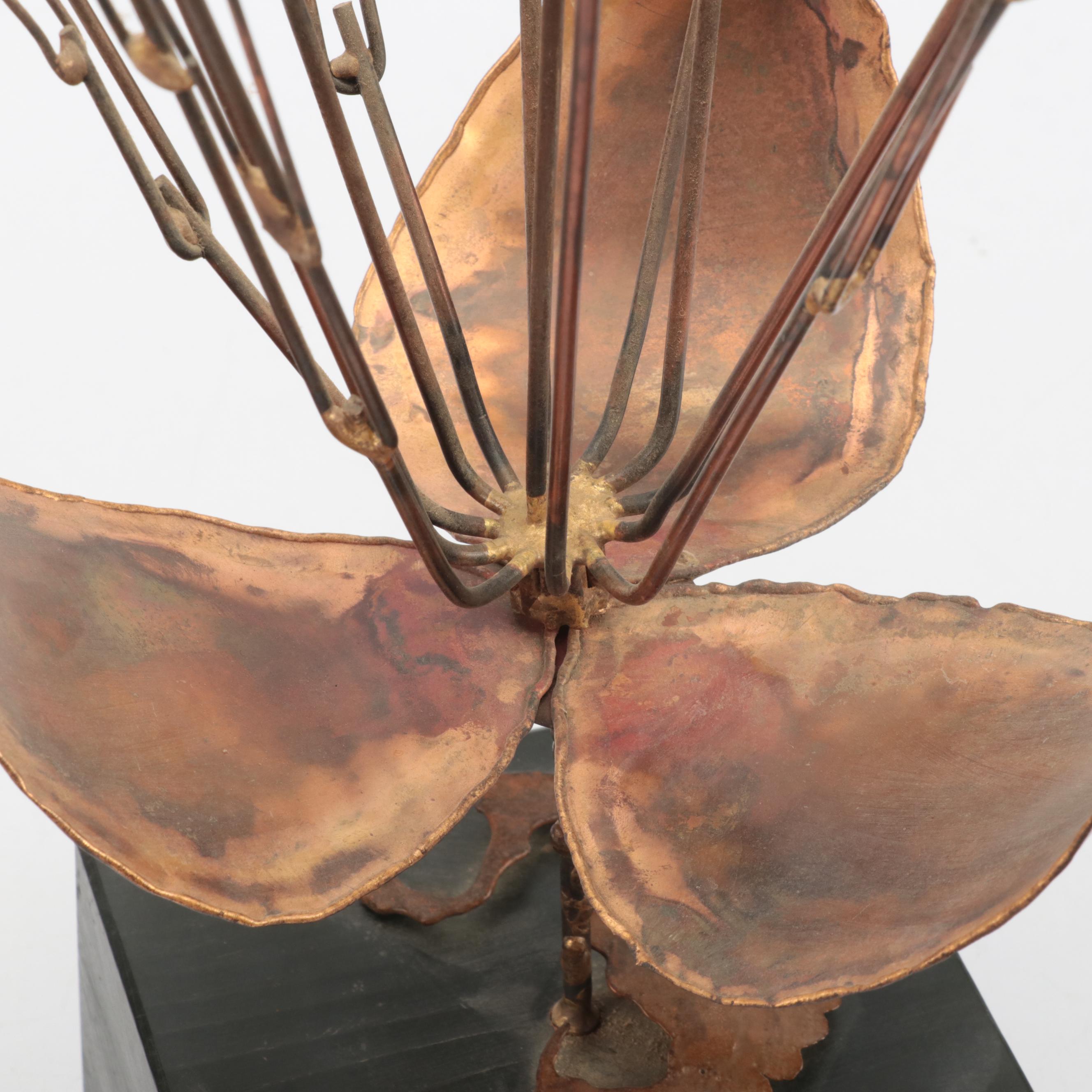 Signed Curtis Jeré Abstract Metal Sculpture on Stand, 1966