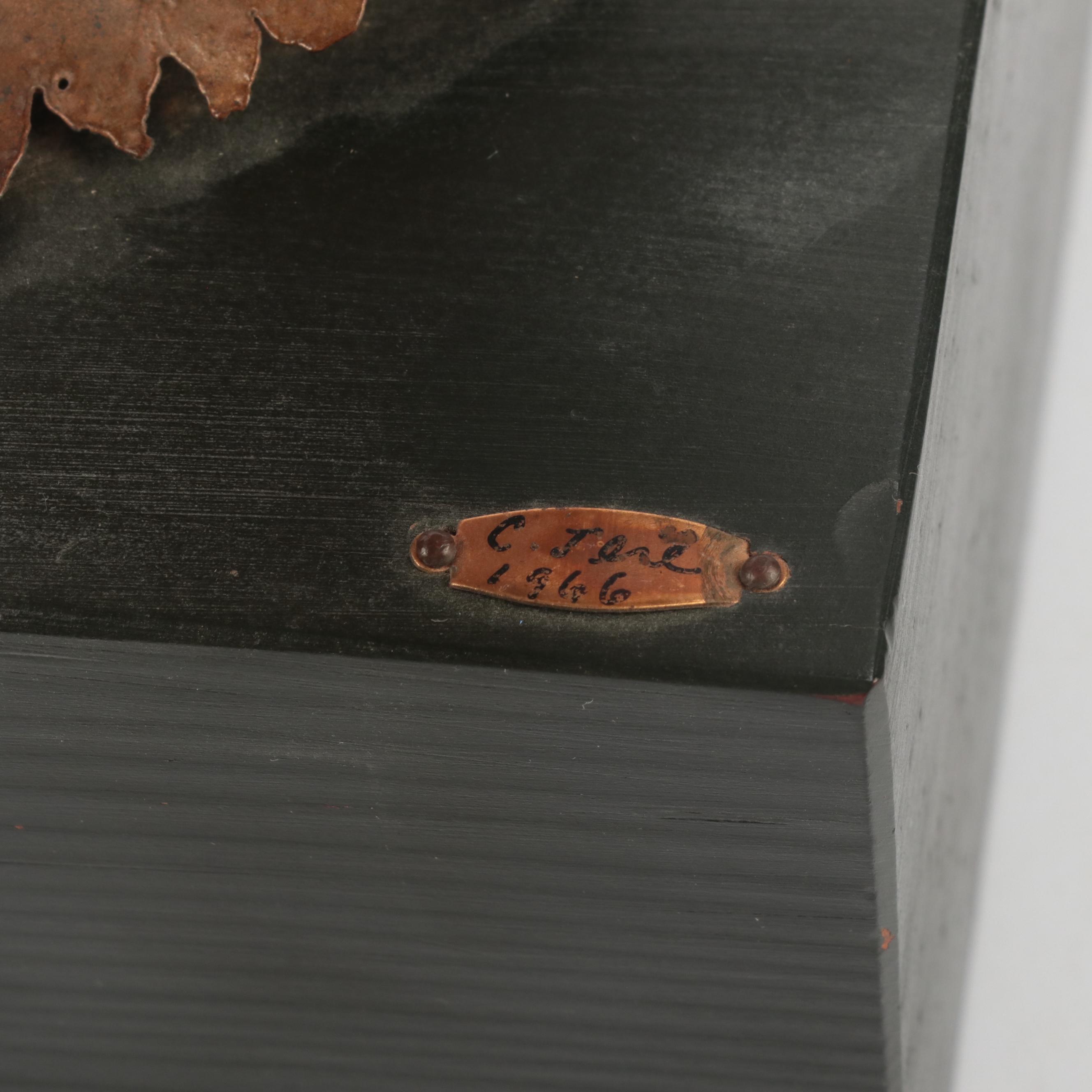 Signed Curtis Jeré Abstract Metal Sculpture on Stand, 1966