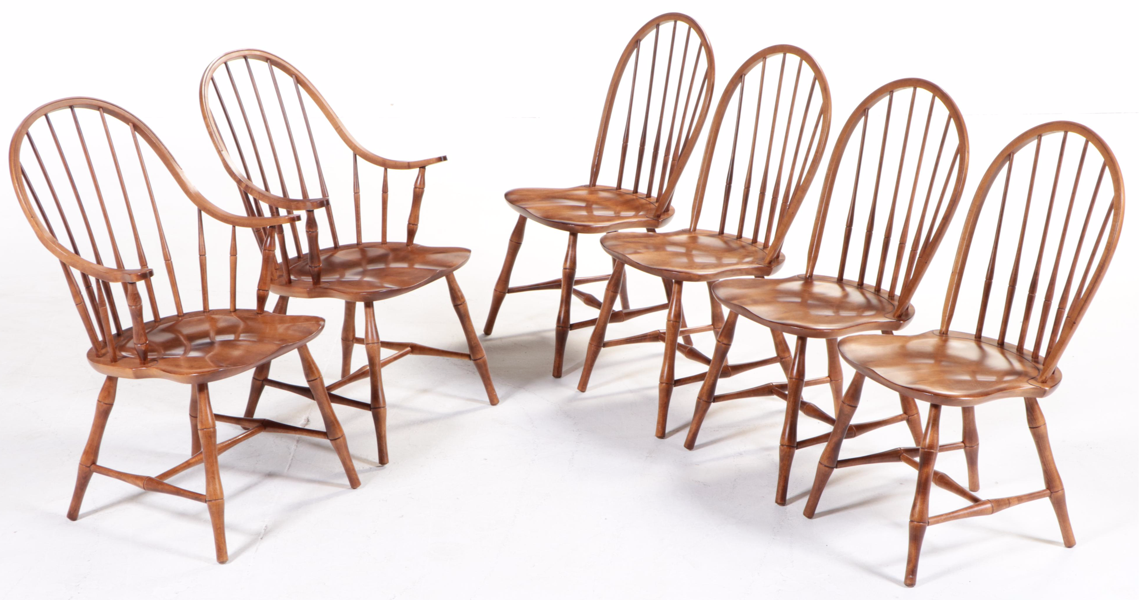 Maple Queen Anne Dining Table with Nichols & Stone Windsor Chairs