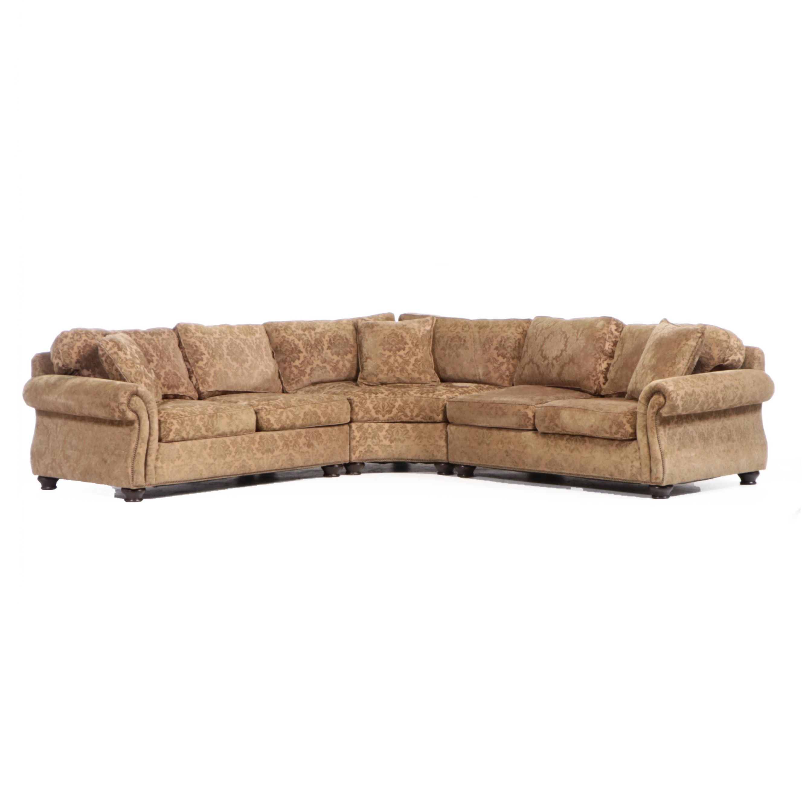 Bernhardt Furniture Upholstered and Brass-Tacked Sectional Sofa