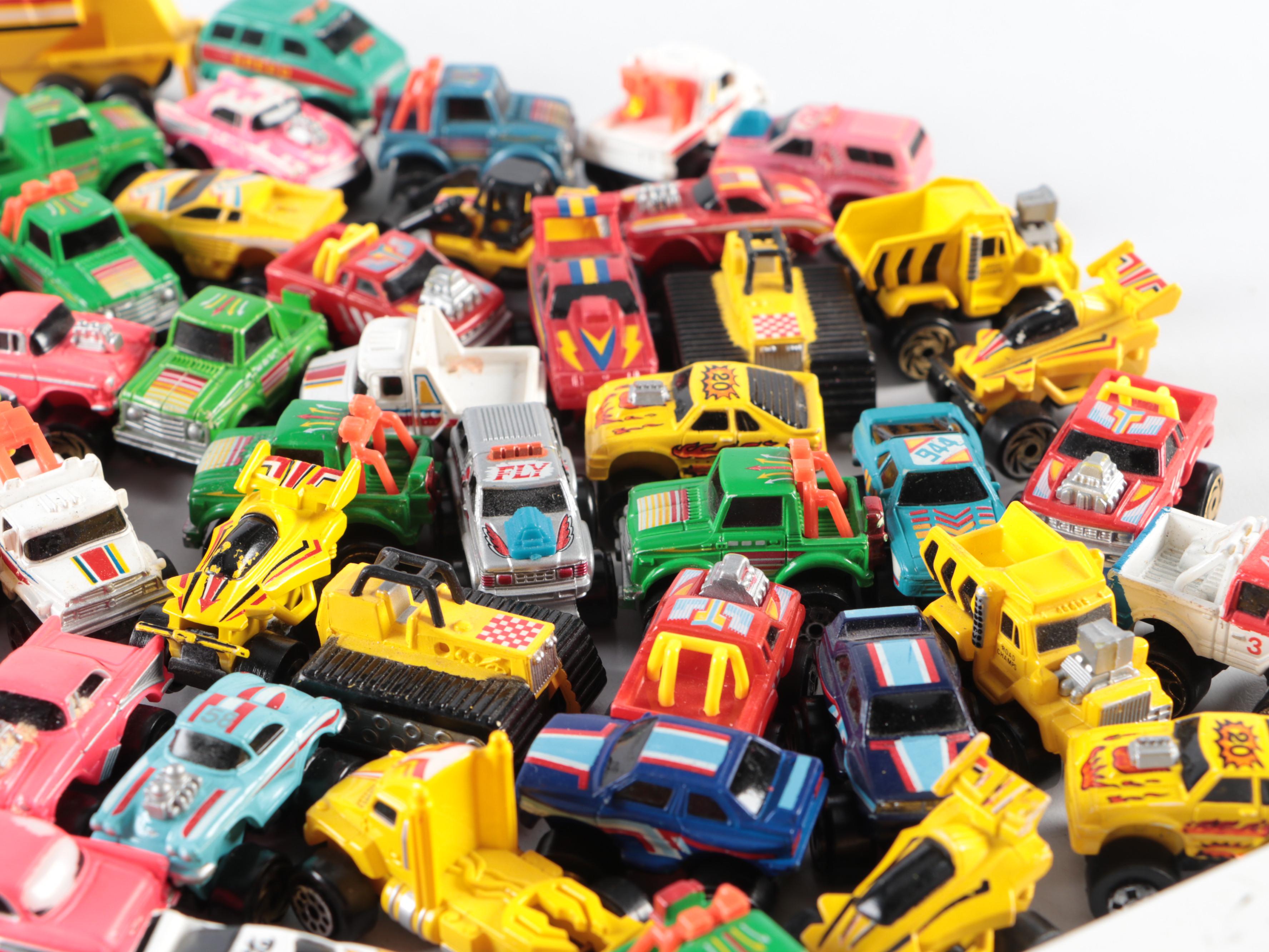 Road Champs Diecast Metal Trucks, Cars, More Pretend Play Vehicles, Late 20th C.