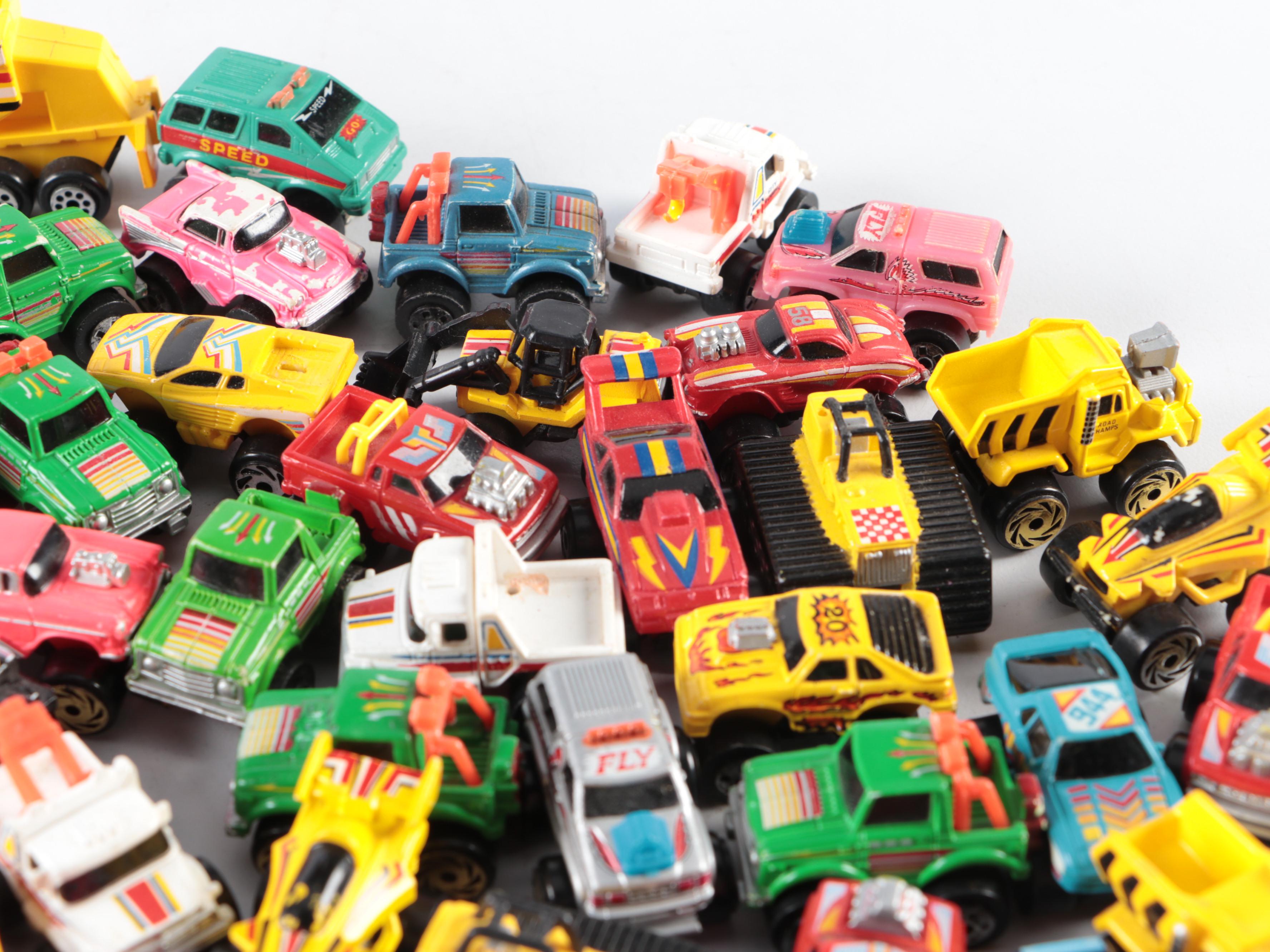 Road Champs Diecast Metal Trucks, Cars, More Pretend Play Vehicles, Late 20th C.