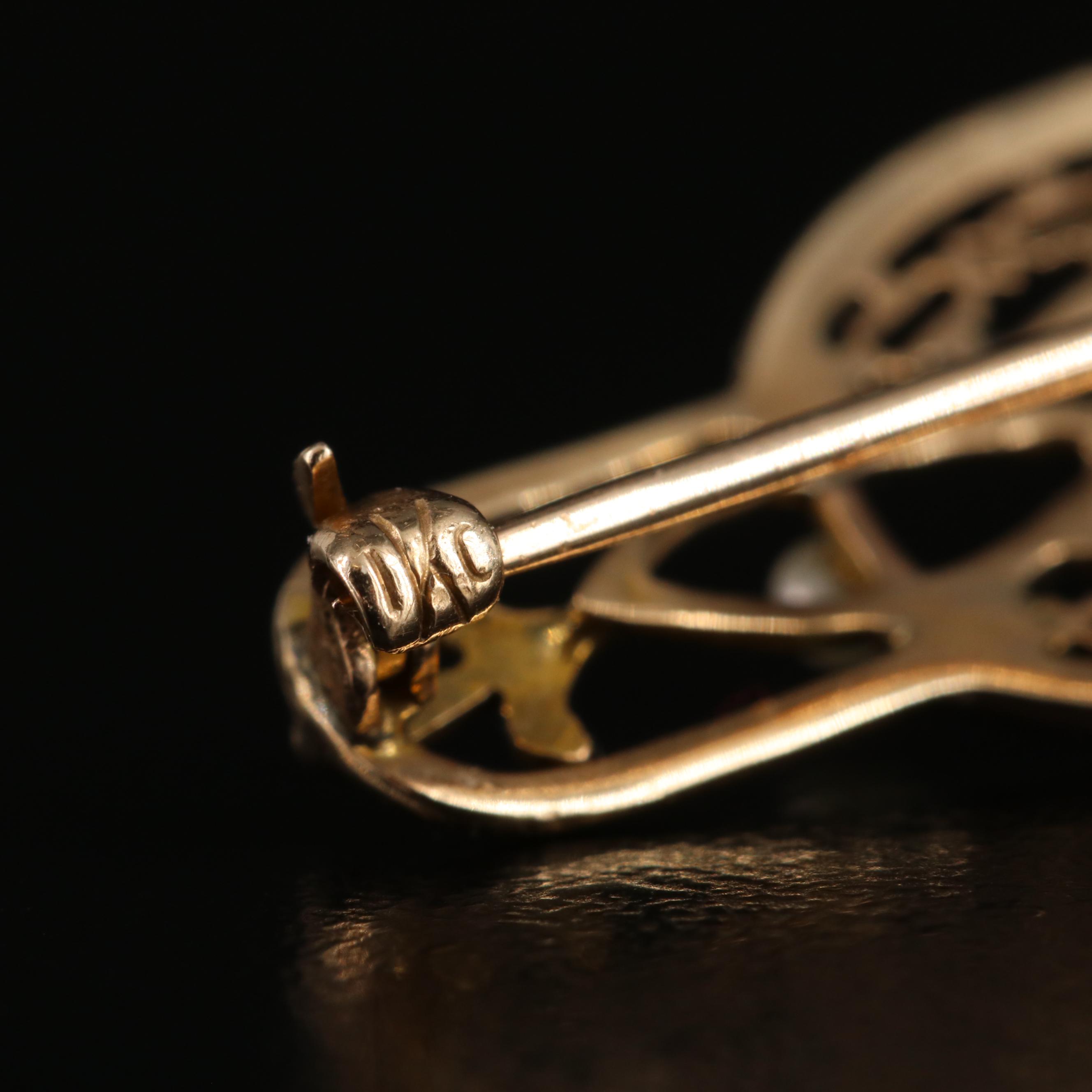 Kohn & Co. 10K Diamond and Seed Pearl Brooch