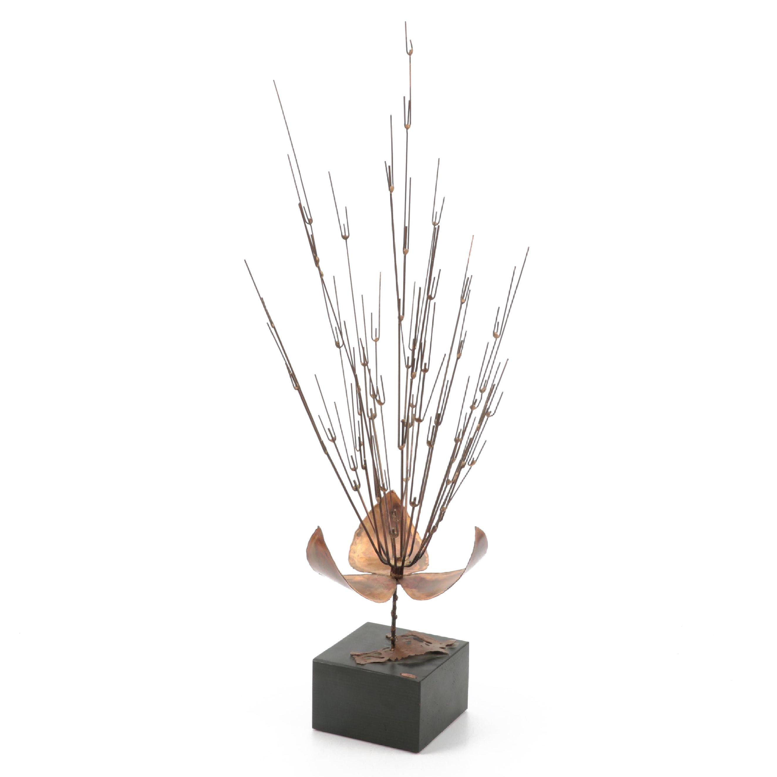 Signed Curtis Jeré Abstract Metal Sculpture on Stand, 1966