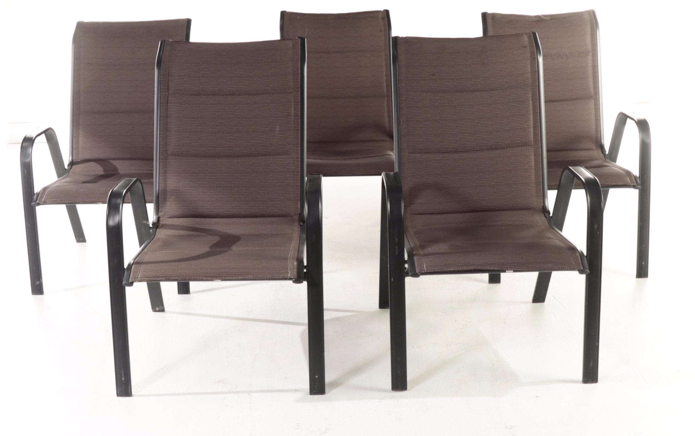 Metel Patio Dining Table with Sling Chairs