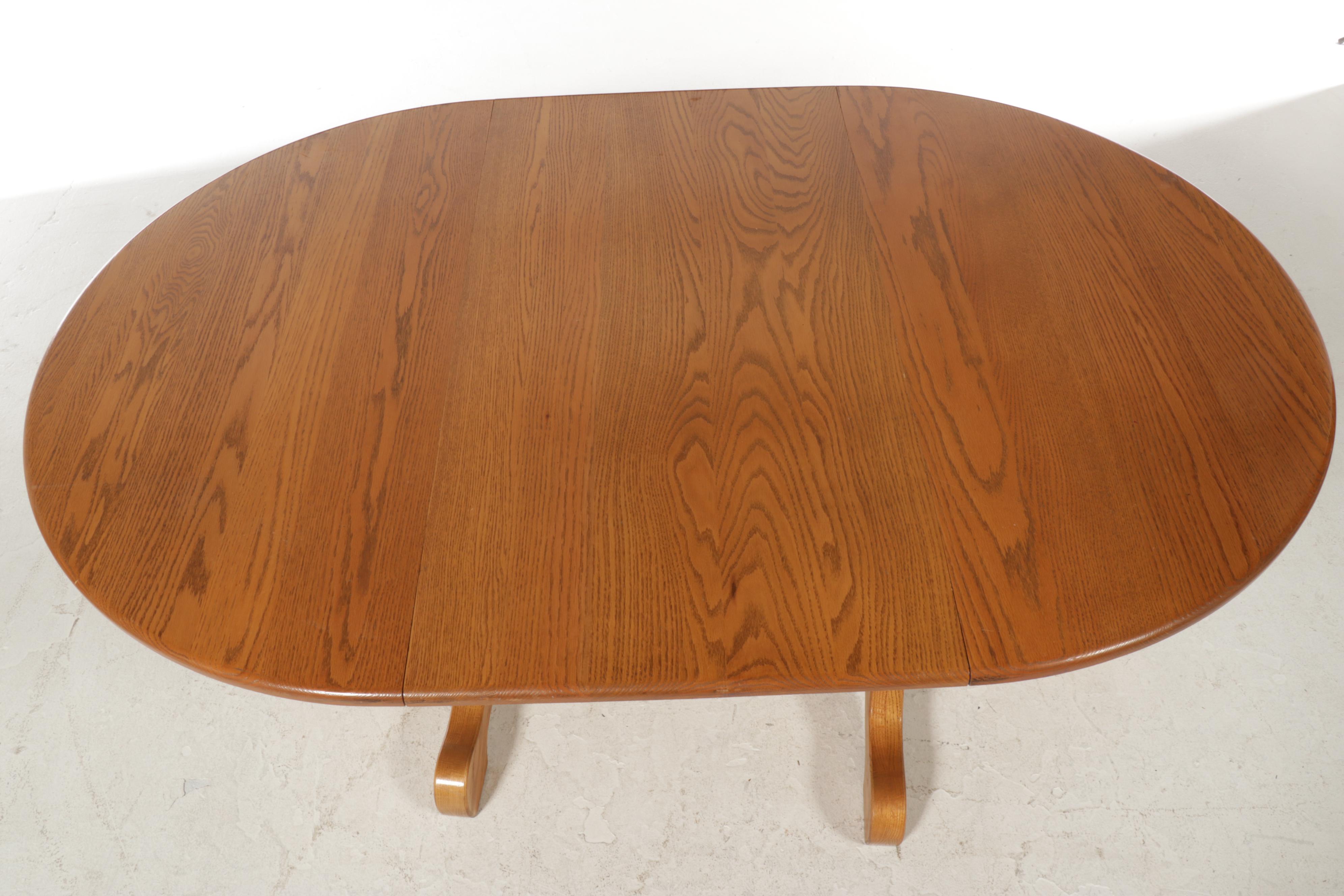 Oak Double Pedestal Dining Table with Windsor Chairs