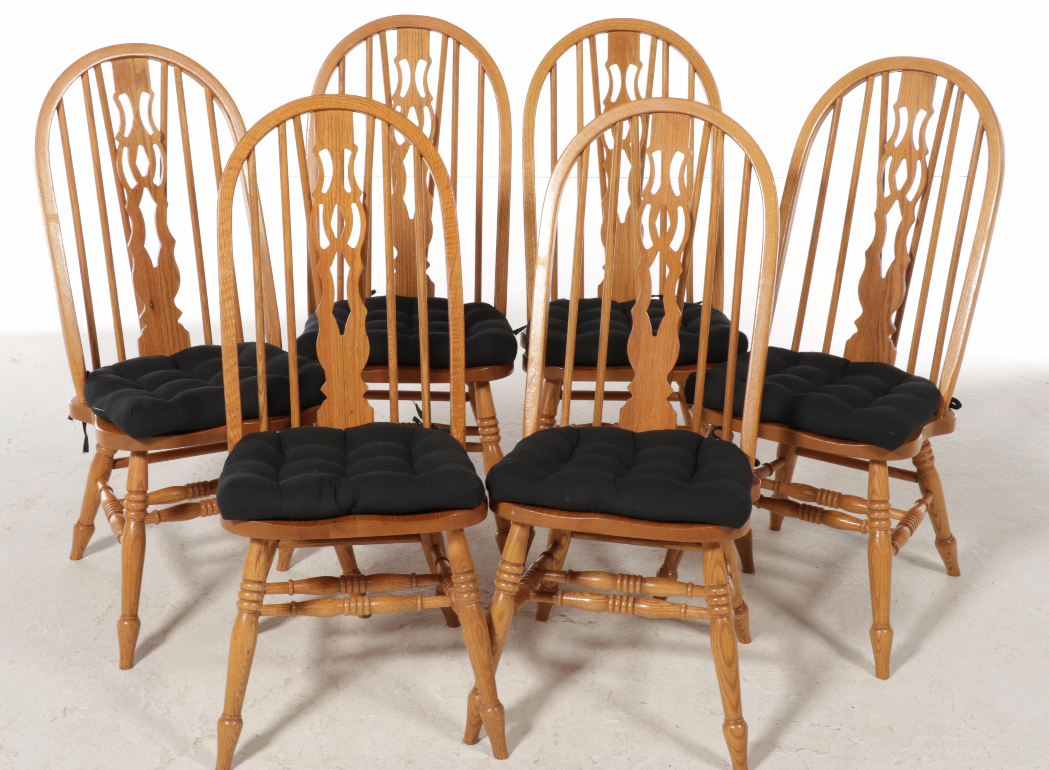 Oak Double Pedestal Dining Table with Windsor Chairs