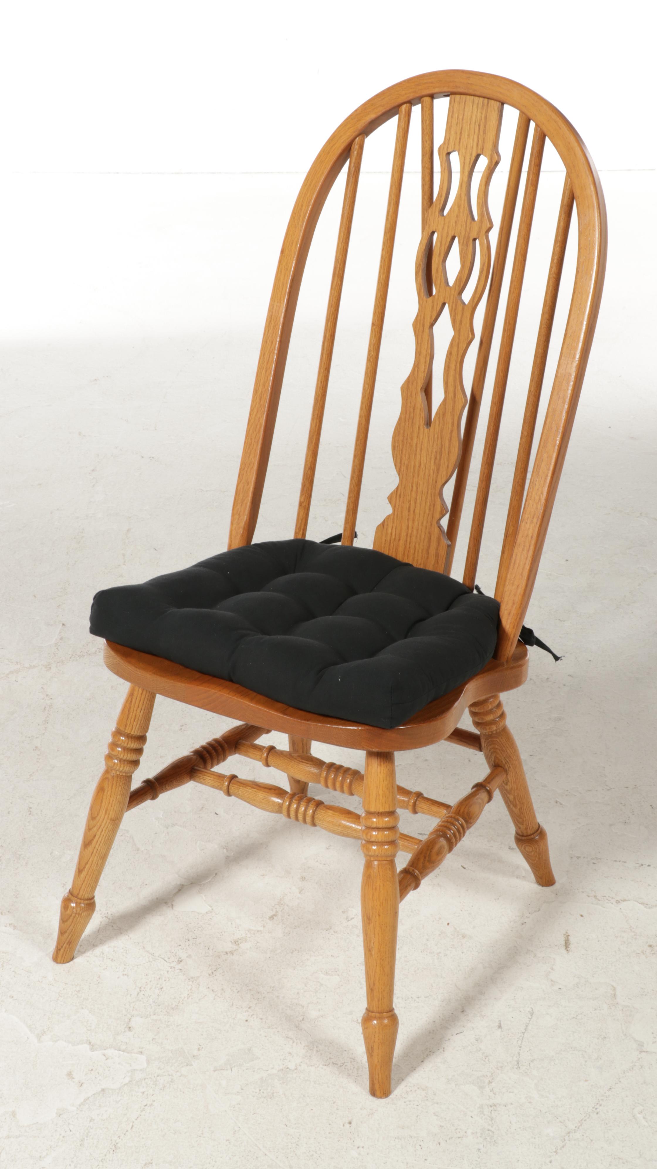 Oak Double Pedestal Dining Table with Windsor Chairs