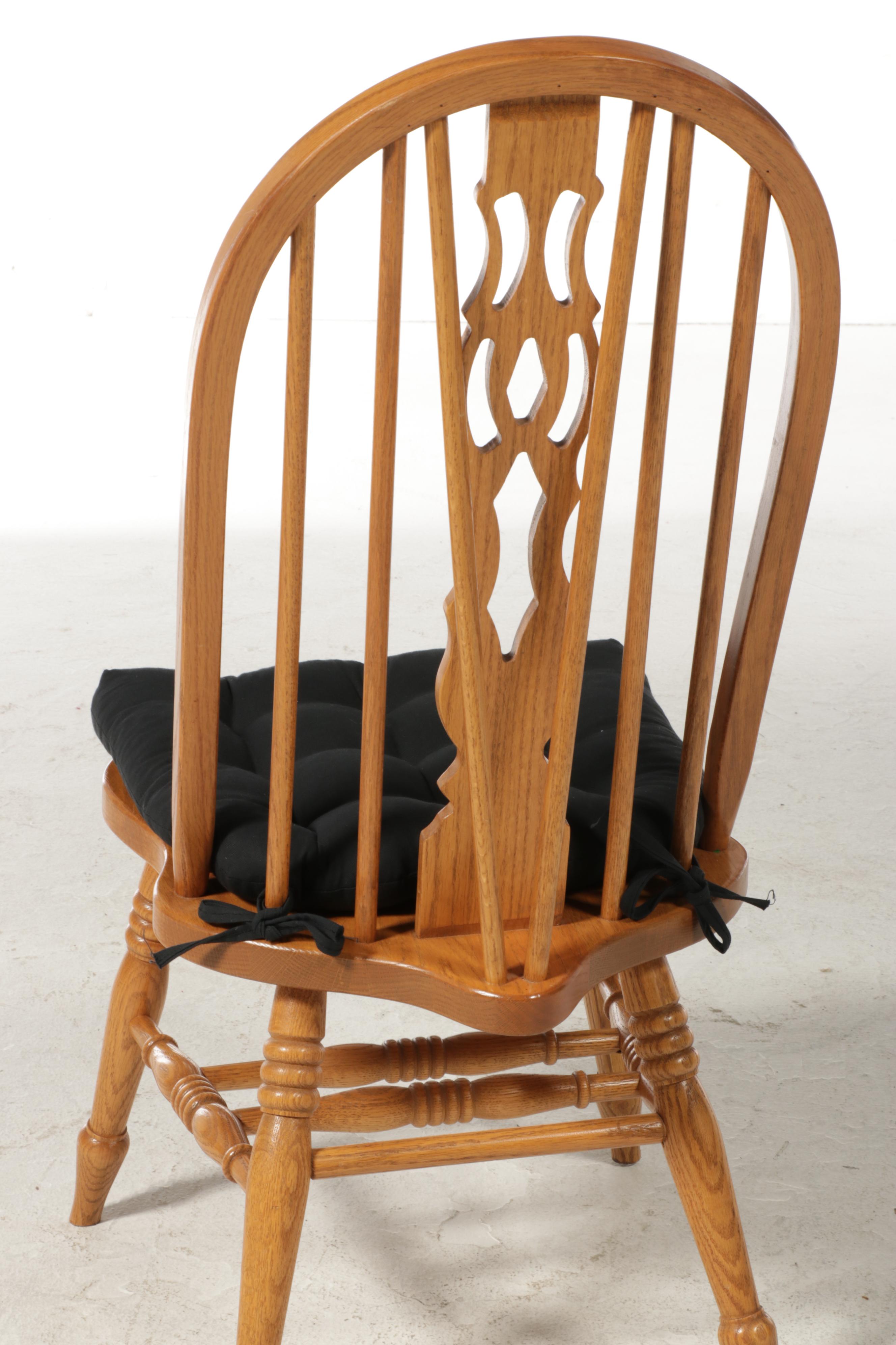 Oak Double Pedestal Dining Table with Windsor Chairs