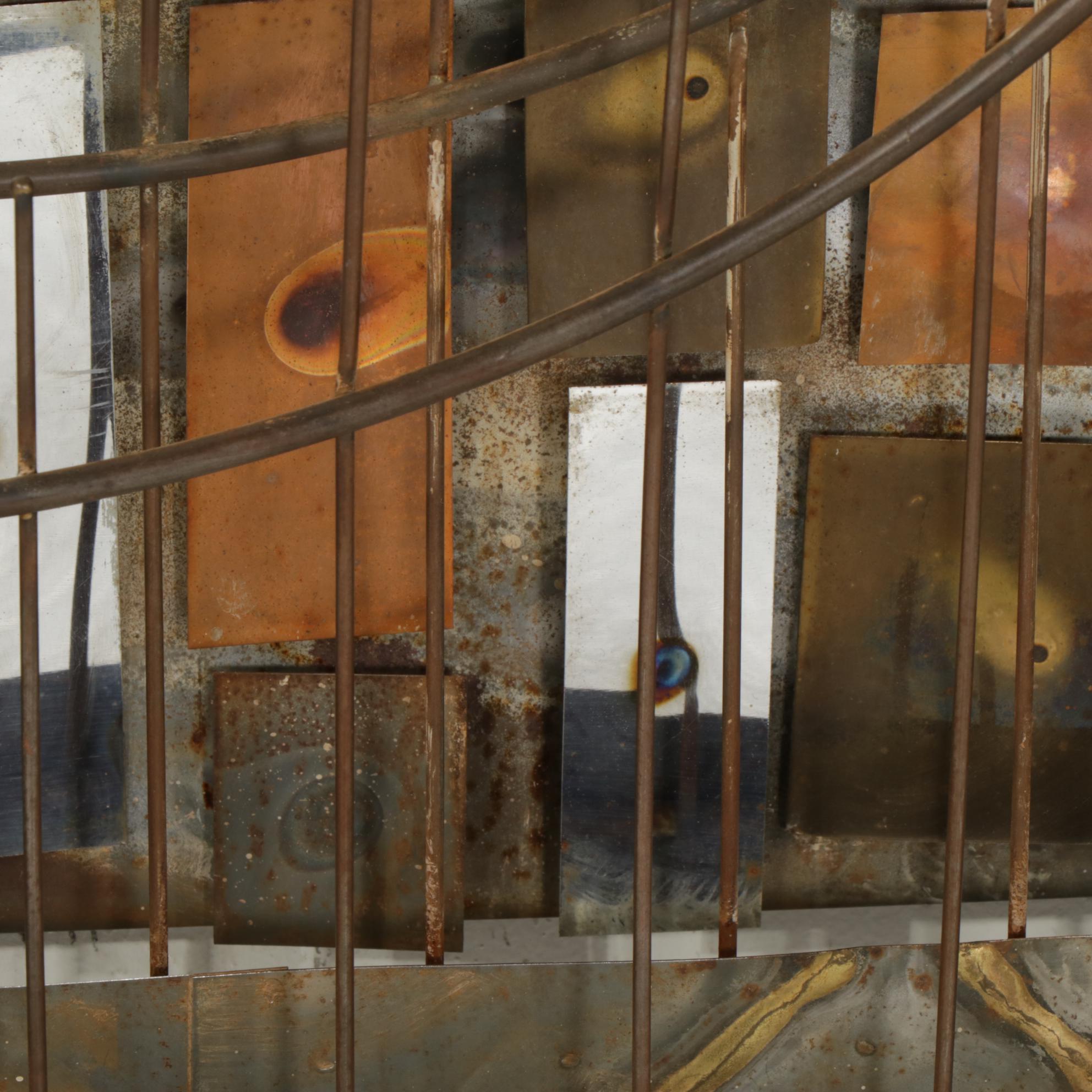 Mid-Century Modern Metal Bridge Hanging Sculpture in the Style of Curtis Jeré