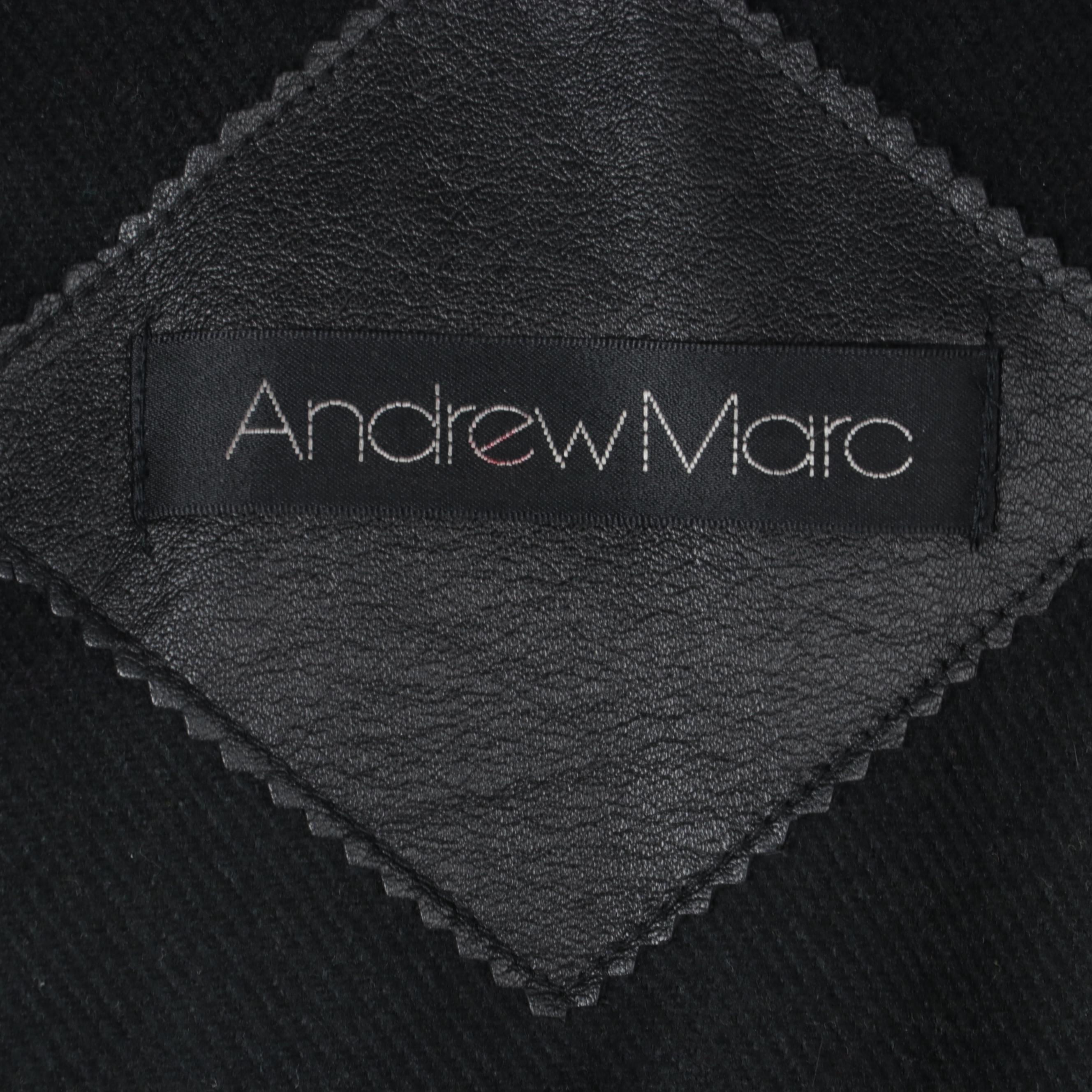 Andrew Marc Black Leather Coat with Removable Opossum Fur Vest