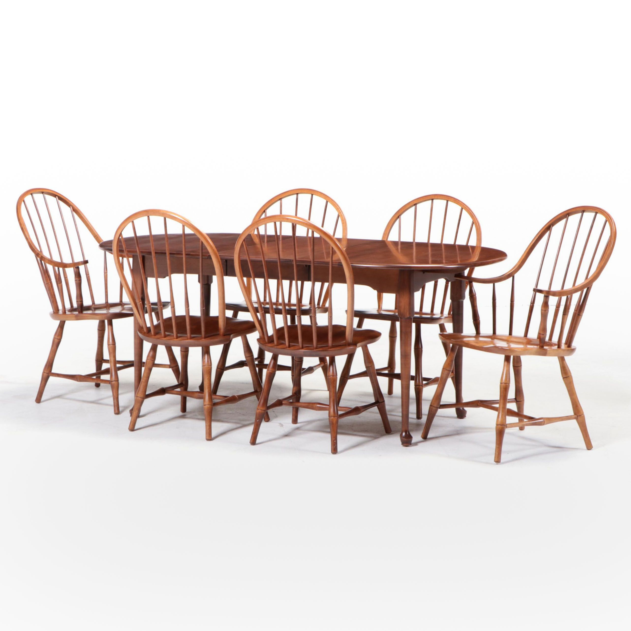 Maple Queen Anne Dining Table with Nichols & Stone Windsor Chairs