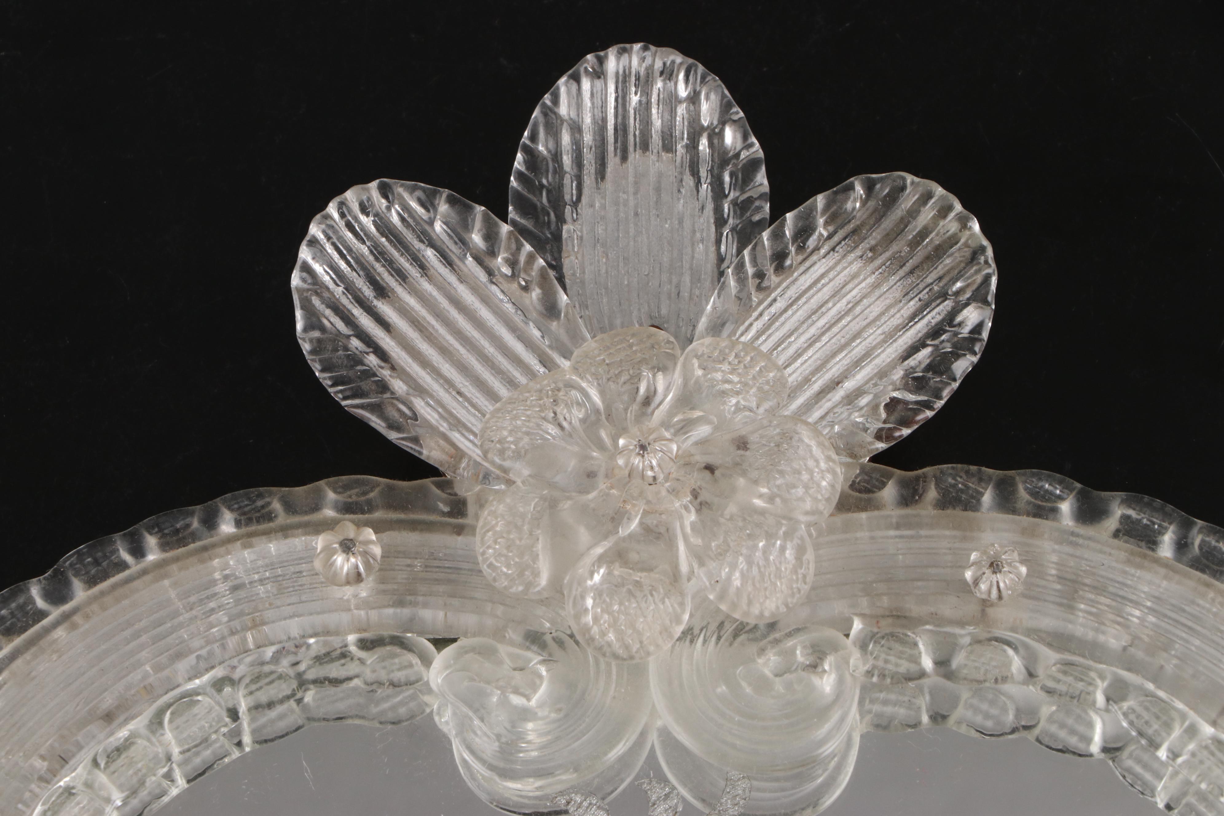 Venetian Etched Glass Wall Mirror with Candlesticks, Late 19th Century