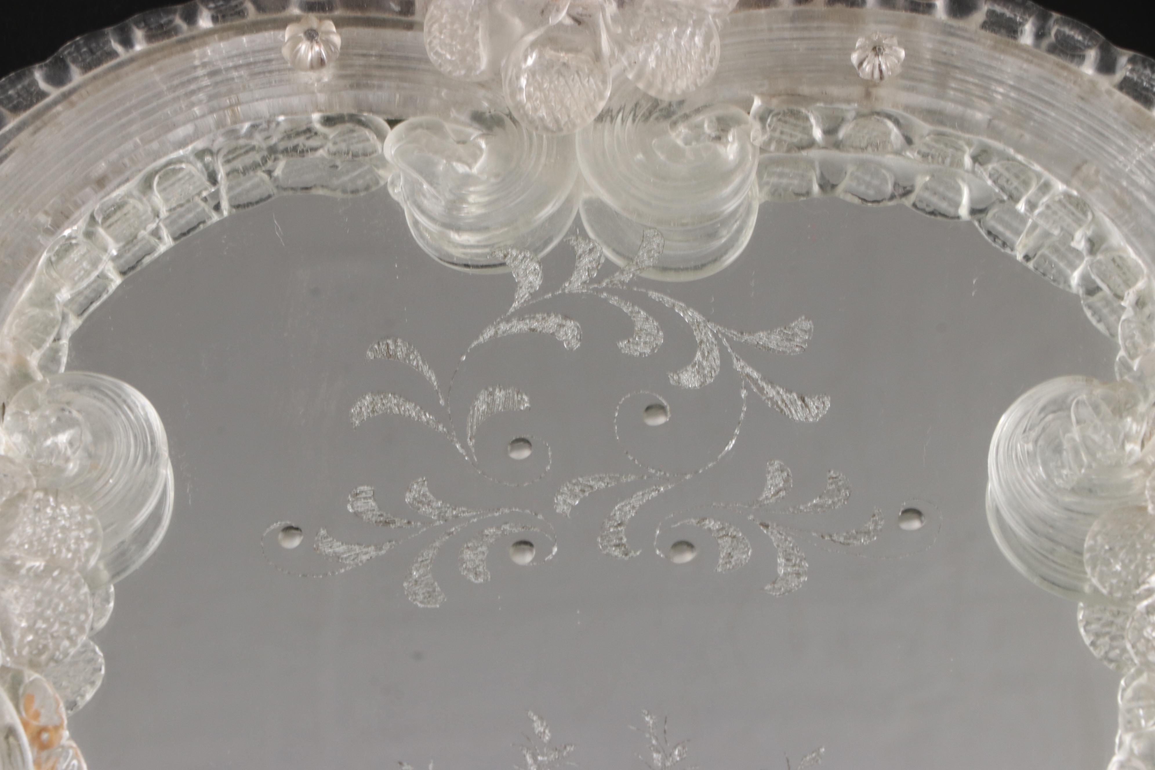 Venetian Etched Glass Wall Mirror with Candlesticks, Late 19th Century