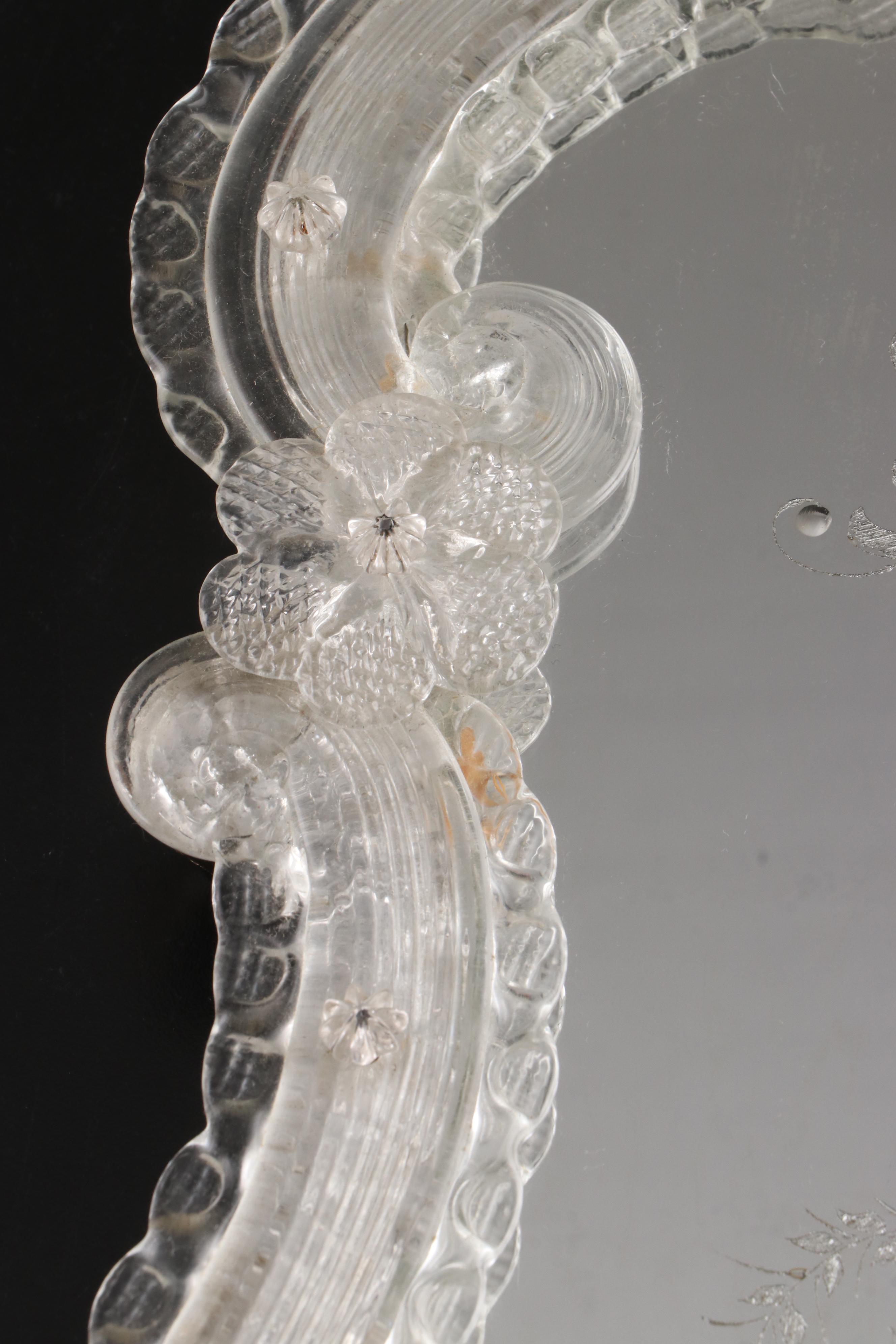 Venetian Etched Glass Wall Mirror with Candlesticks, Late 19th Century