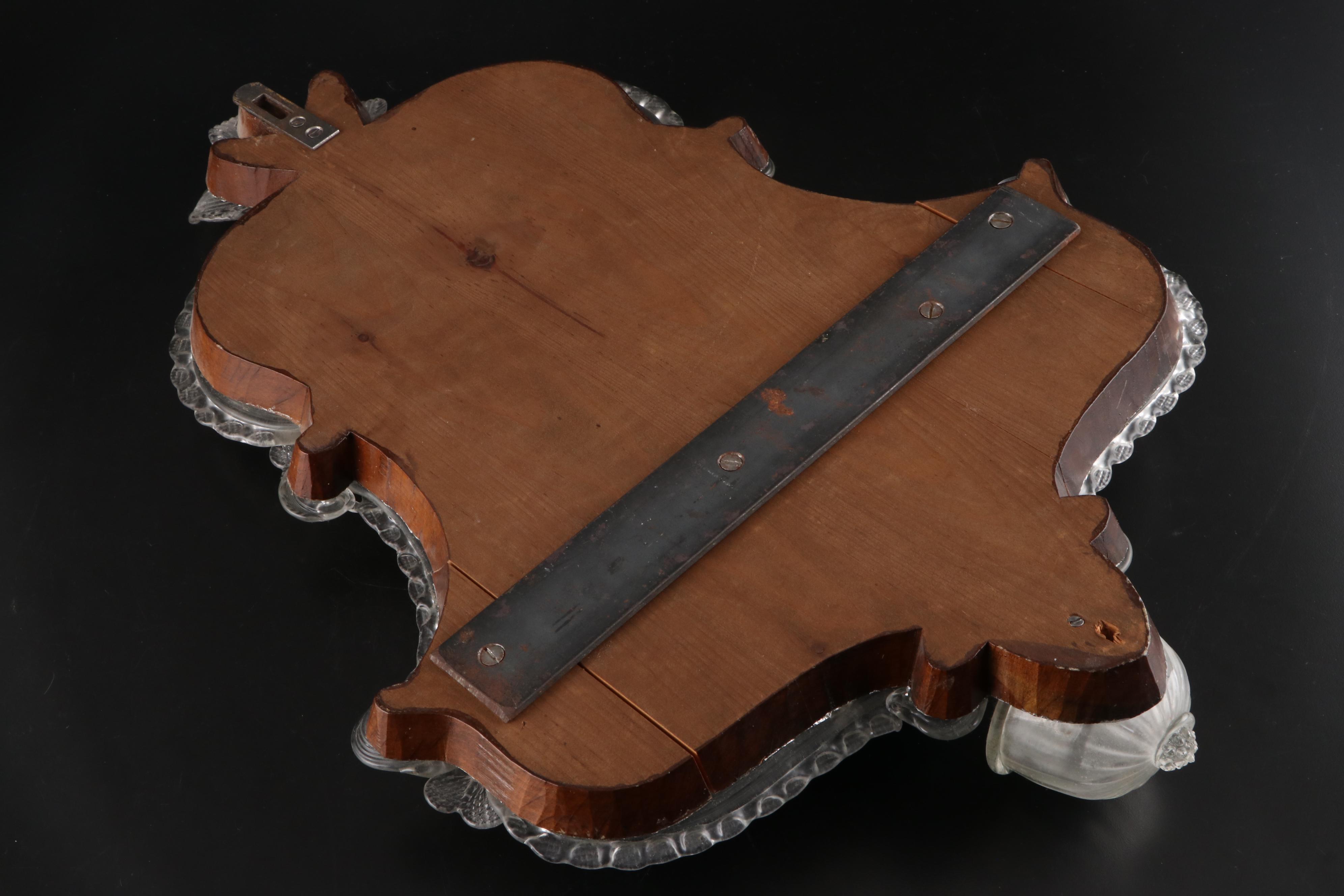 Venetian Etched Glass Wall Mirror with Candlesticks, Late 19th Century